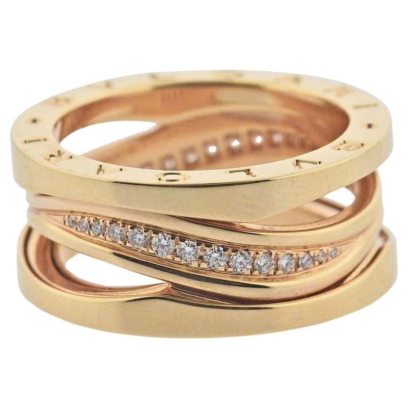 Bulgari Serpenti Tubogas Diamond Rose Gold Wrap Ring 128775 For Sale at ...