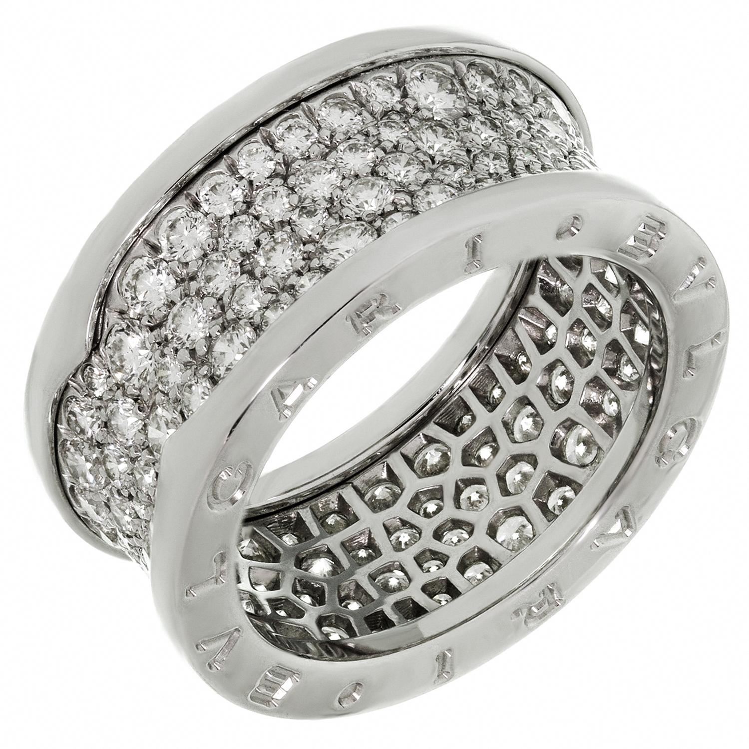 Bulgari B.Zero1 Diamond White Gold Band Ring In Excellent Condition In New York, NY