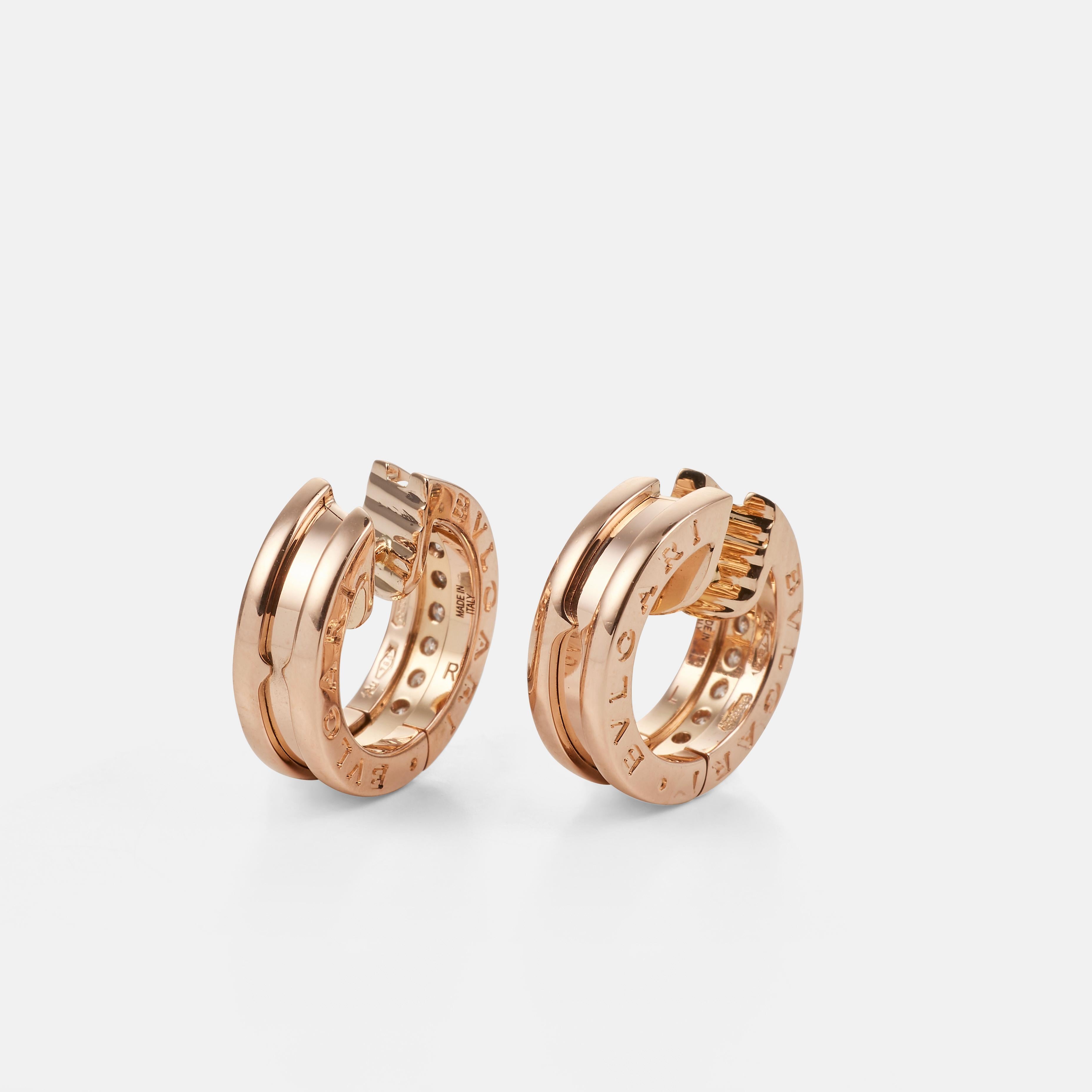 BULGARI B.Zero1 earrings in rose gold and diamonds Contemporáneo en venta