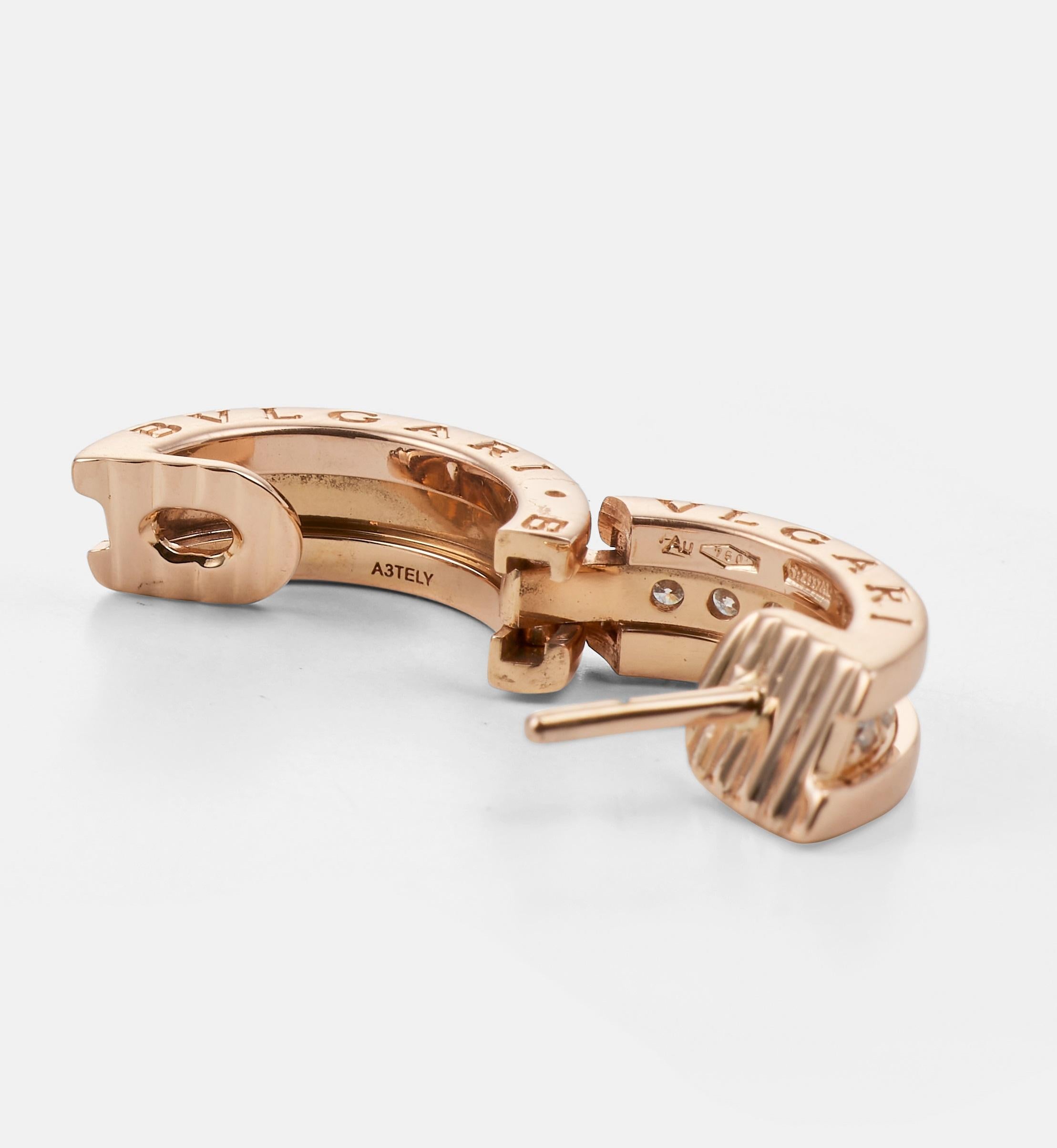 BULGARI B.Zero1 earrings in rose gold and diamonds en Excelente estado para la venta en PARIS, FR