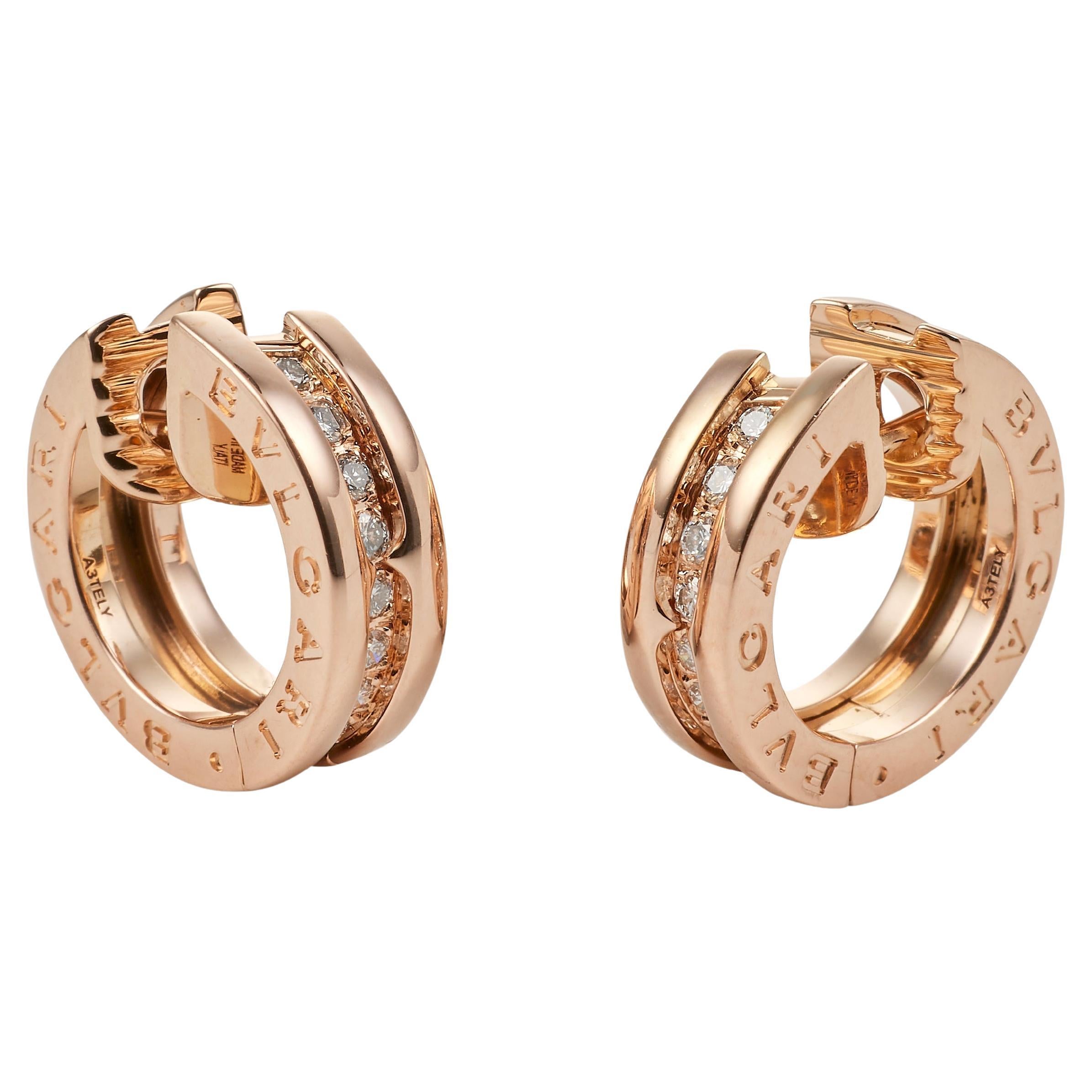 BULGARI B.Zero1 earrings in rose gold and diamonds