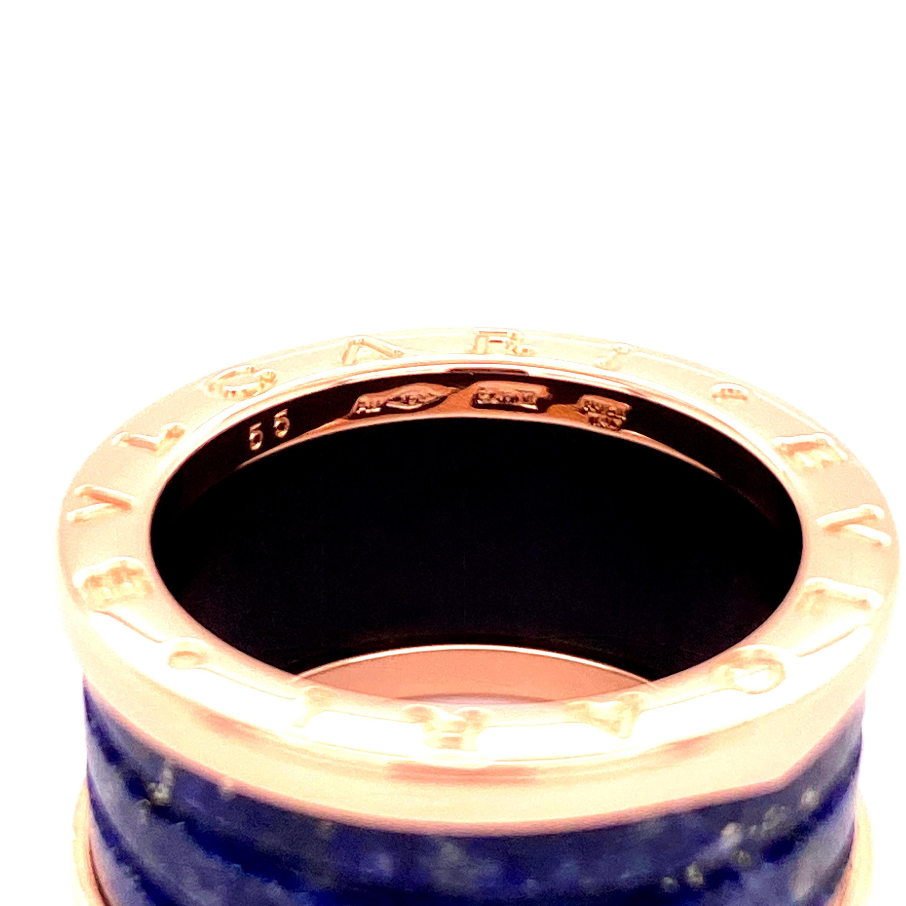 Contemporary Bulgari B.Zero1 Lapis Lazuli Band Ring in 18 Karat Rose Gold