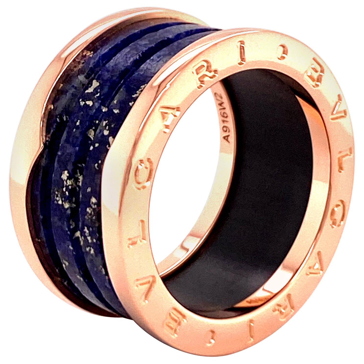 Bulgari B.Zero1 Lapis Lazuli Band Ring in 18 Karat Rose Gold