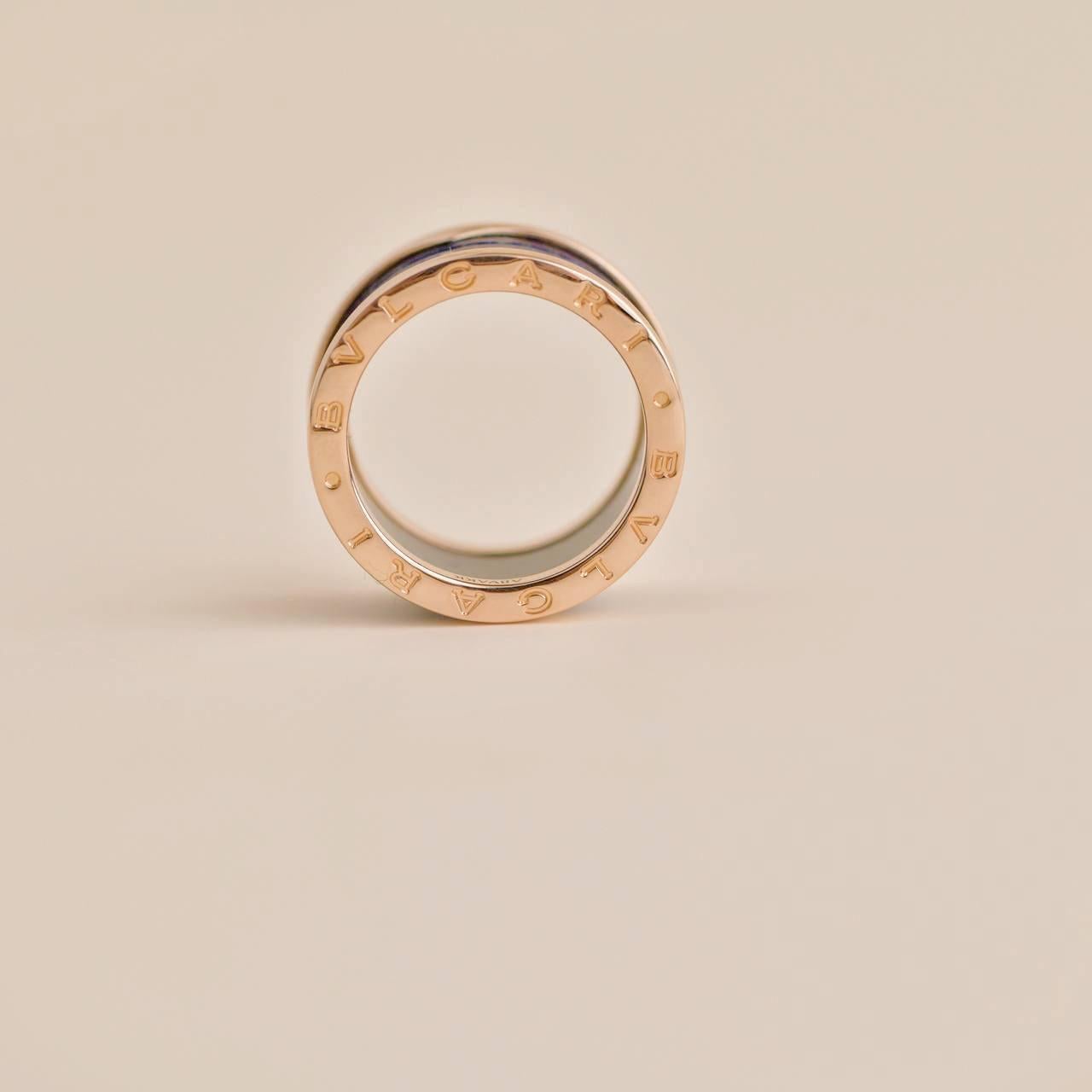 Bulgari B.Zero1 Ring aus Roségold mit großem Lapislazuli, Größe 54 im Zustand „Hervorragend“ in Banbury, GB