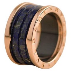 Bulgari B.Zero1 Ring aus Roségold mit großem Lapislazuli, Größe 54