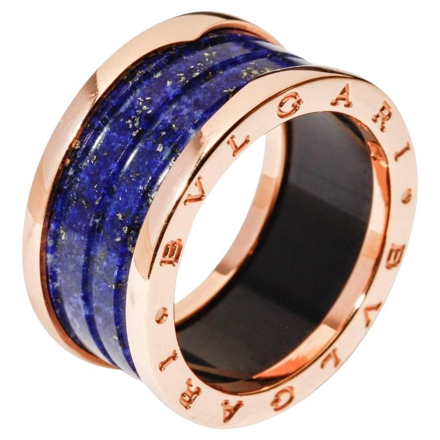 Bulgari B.Zero1 large Lapis Lazuli Rose Gold Ring Size 55 For Sale