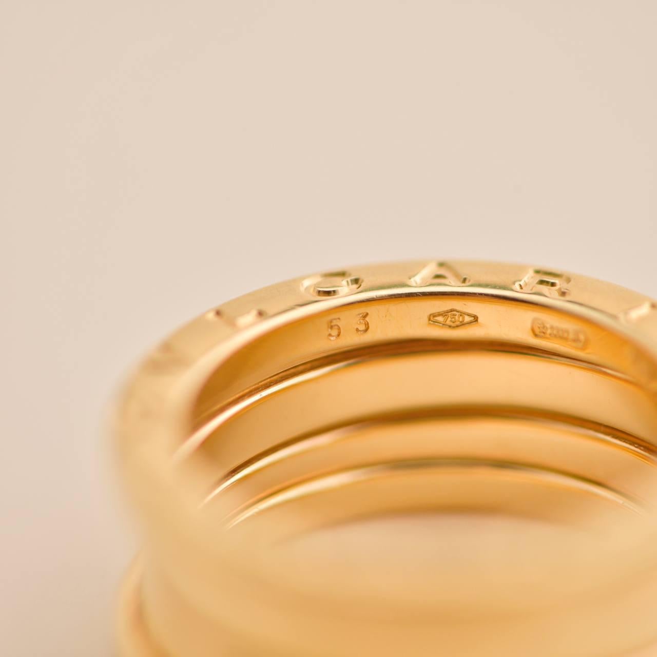 Bulgari B.Zero1 large Yellow Gold Ring Size 53 In Excellent Condition In Banbury, GB