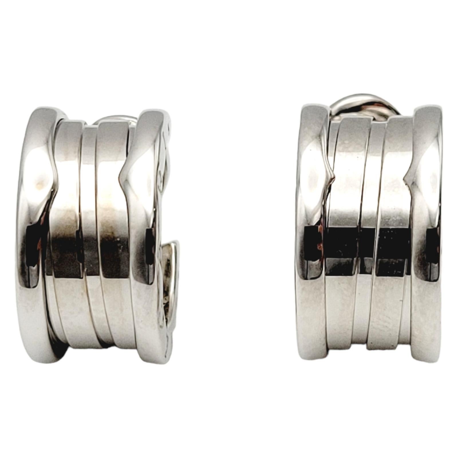 Bulgari B.Zero1 Logo-Ohrringe aus 18 Karat Weißgold mit geätztem Logo (Zeitgenössisch)