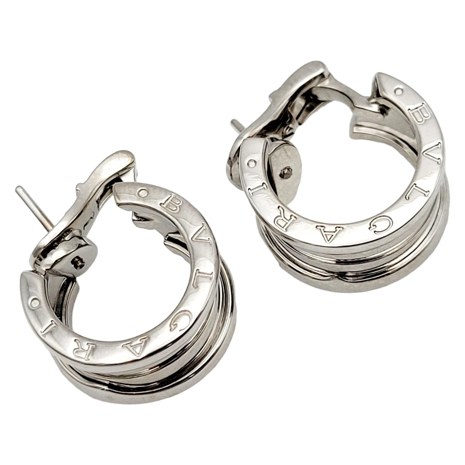Bulgari B.Zero1 Logo-Ohrringe aus 18 Karat Weißgold mit geätztem Logo Damen
