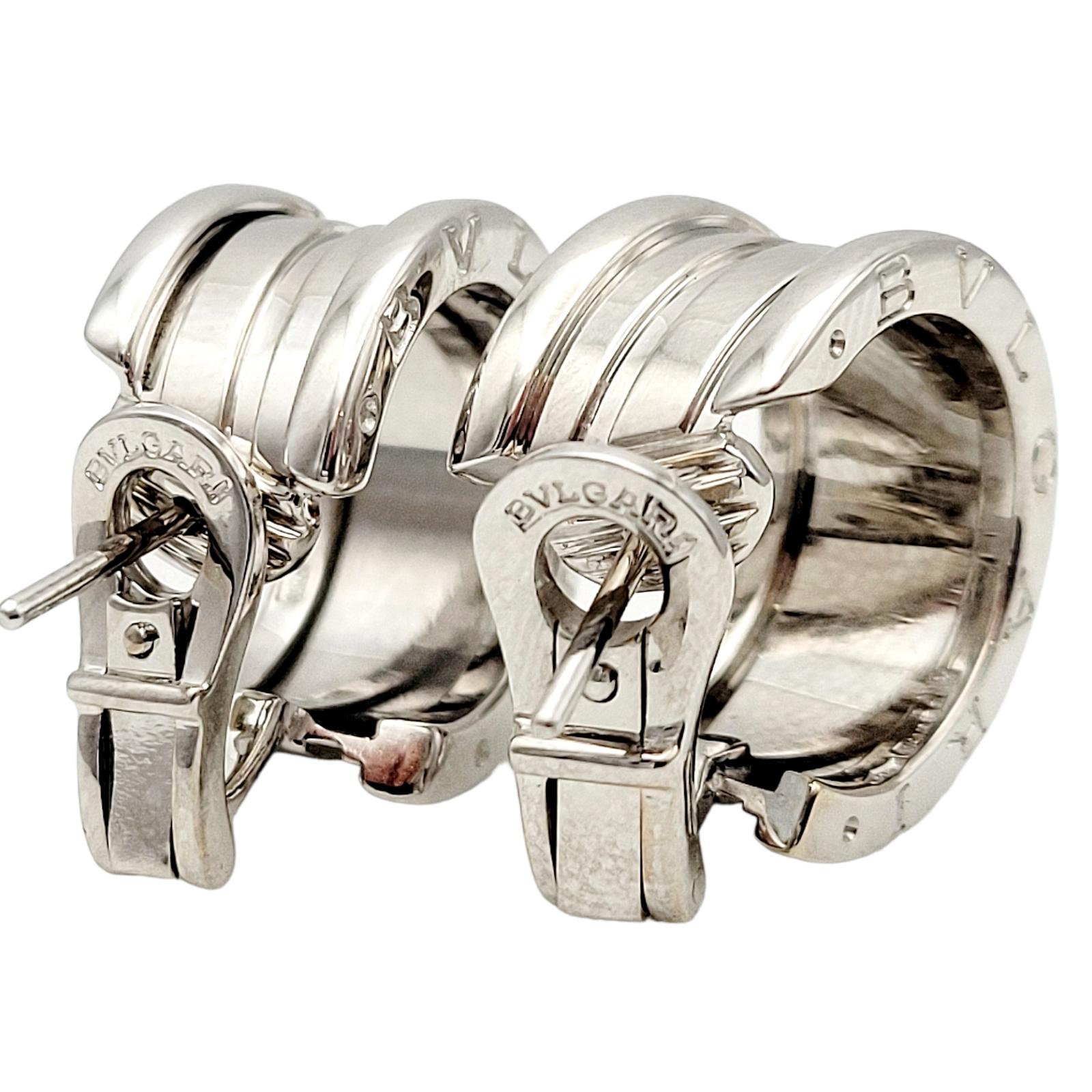 Bulgari B.Zero1 Logo-Ohrringe aus 18 Karat Weißgold mit geätztem Logo 2