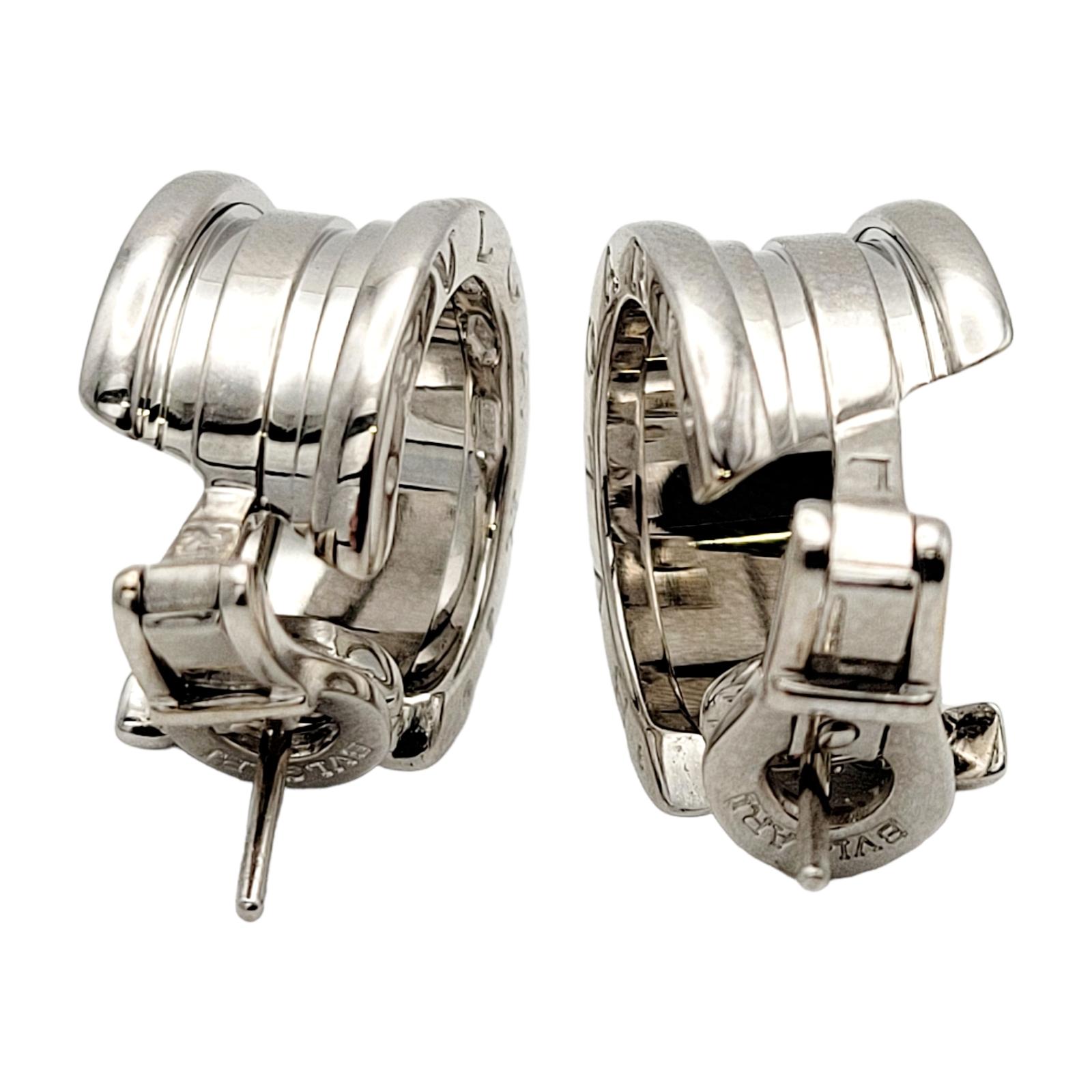 Bulgari B.Zero1 Logo-Ohrringe aus 18 Karat Weißgold mit geätztem Logo 4