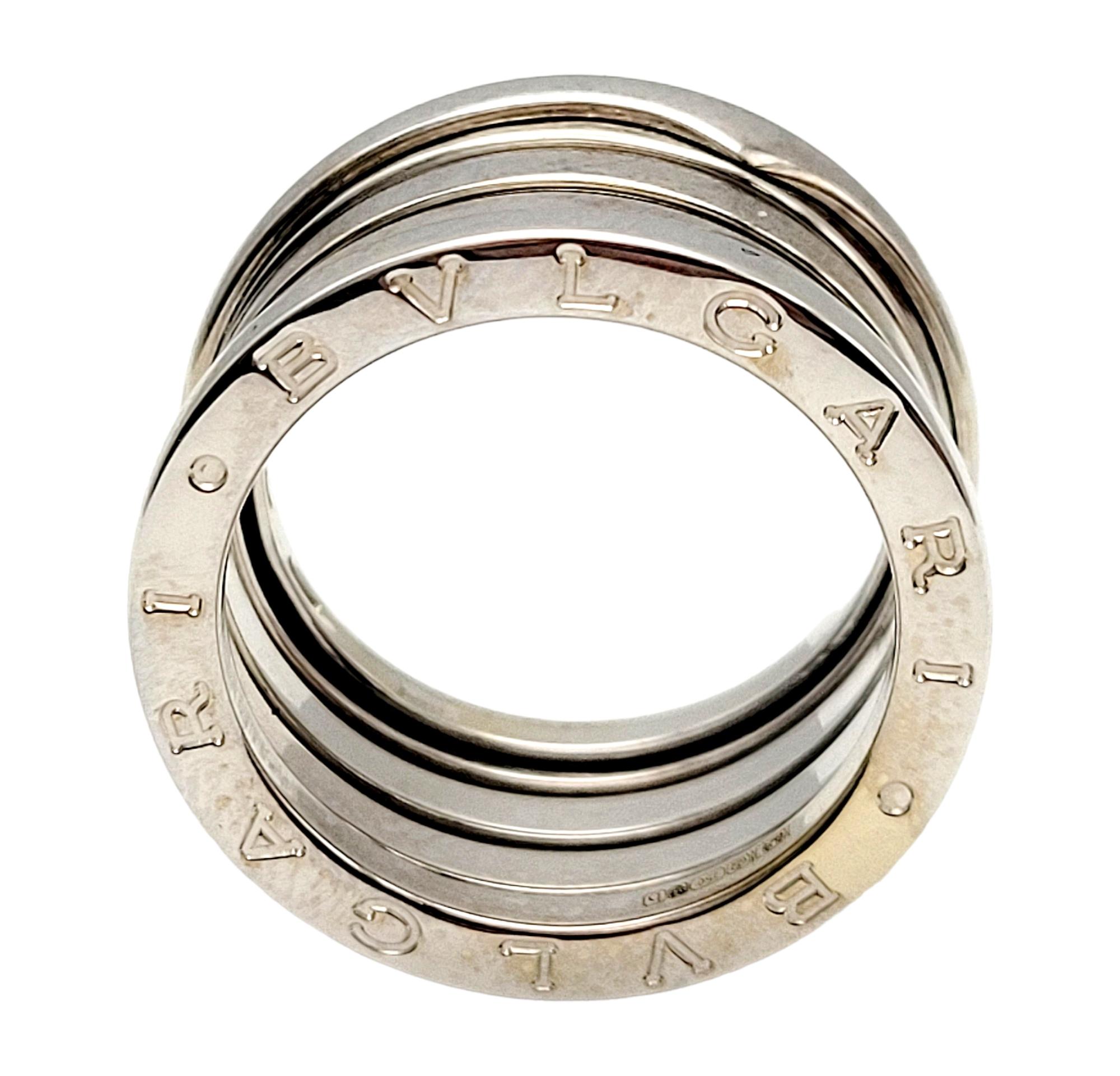 Bulgari B.ZERO1 Logo geätzter breiter moderner Ring aus 18 Karat Weißgold Größe 55 im Angebot 2