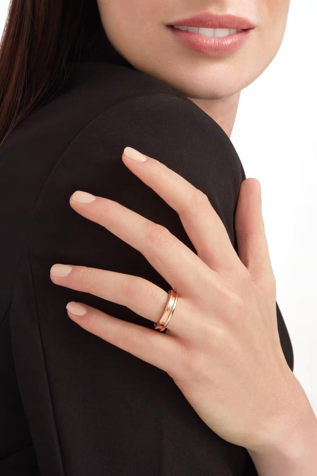 Bulgari B.zero1, bague à un anneau en or rose 18 carats massif, taille 54 Excellent état - En vente à Aventura, FL