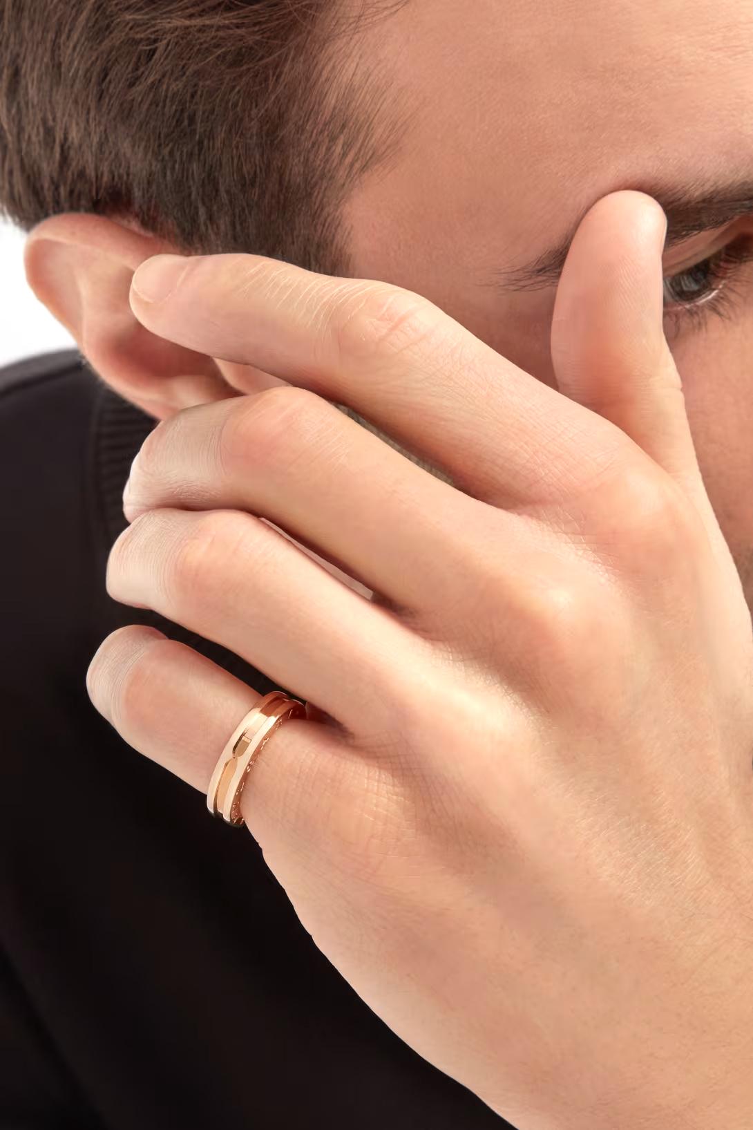 Bulgari B.zero1, bague à un anneau en or rose 18 carats massif, taille 54 Unisexe en vente