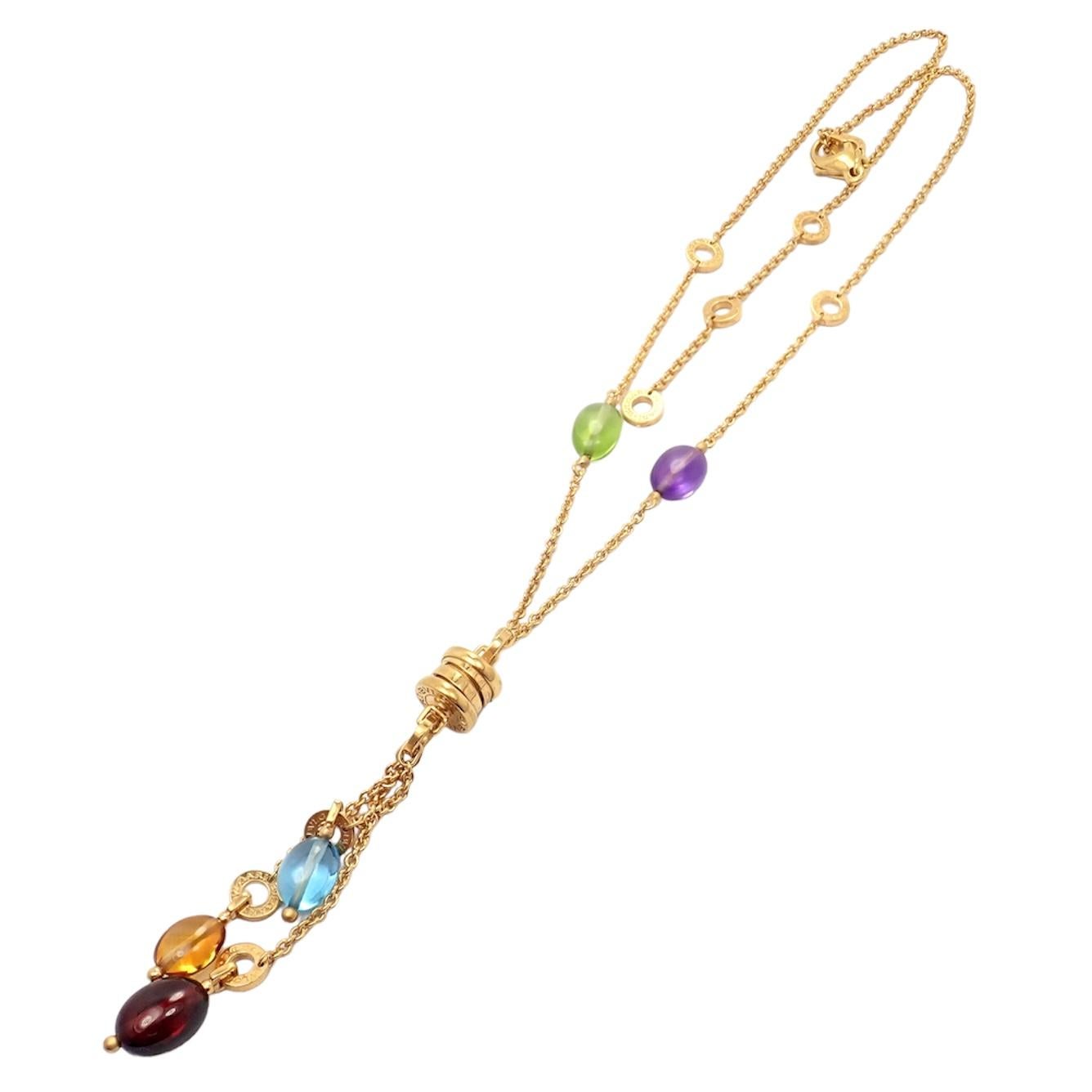 Bulgari B.Zero1 Peridot Amethyst Yellow Gold Pendant Necklace 6