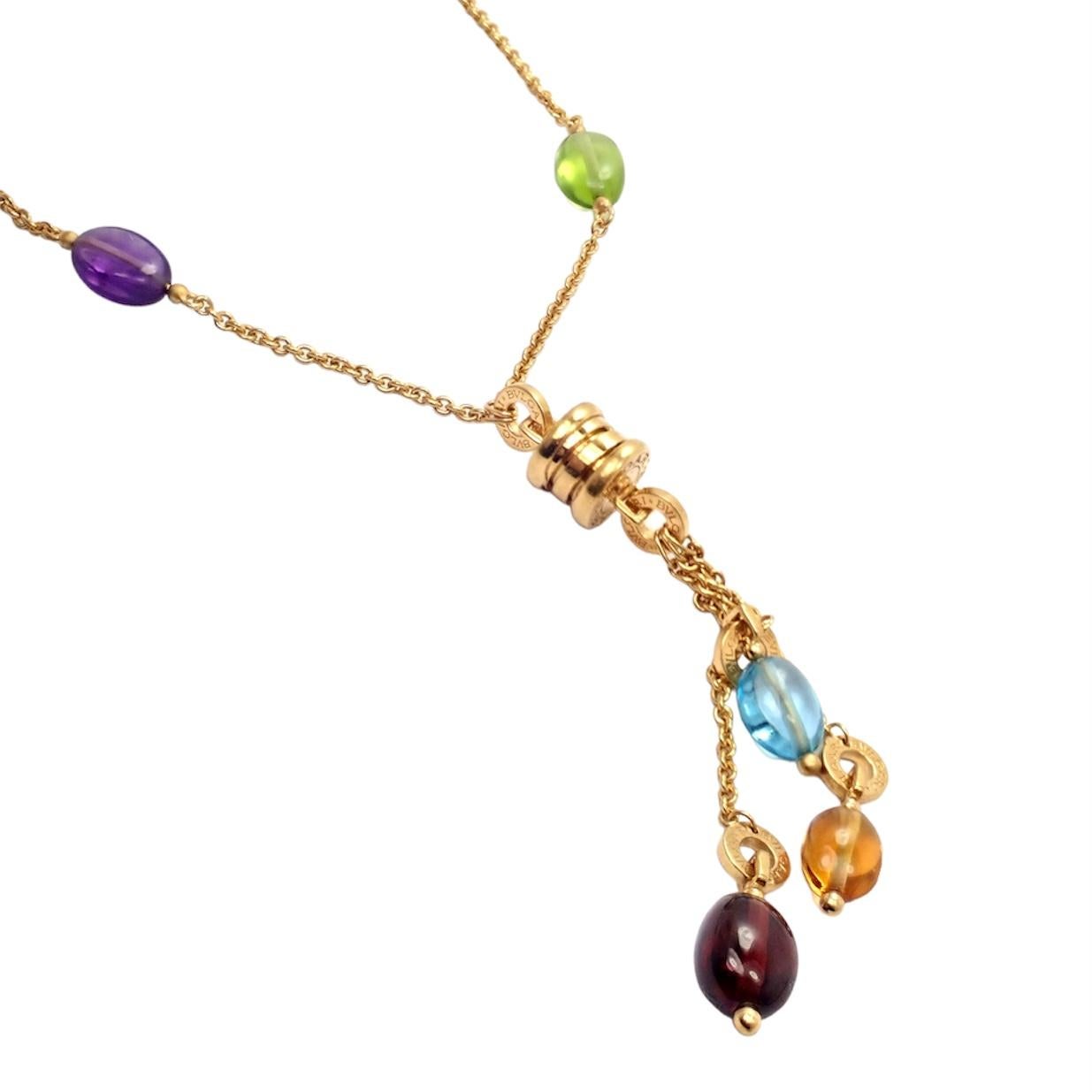 Women's or Men's Bulgari B.Zero1 Peridot Amethyst Yellow Gold Pendant Necklace