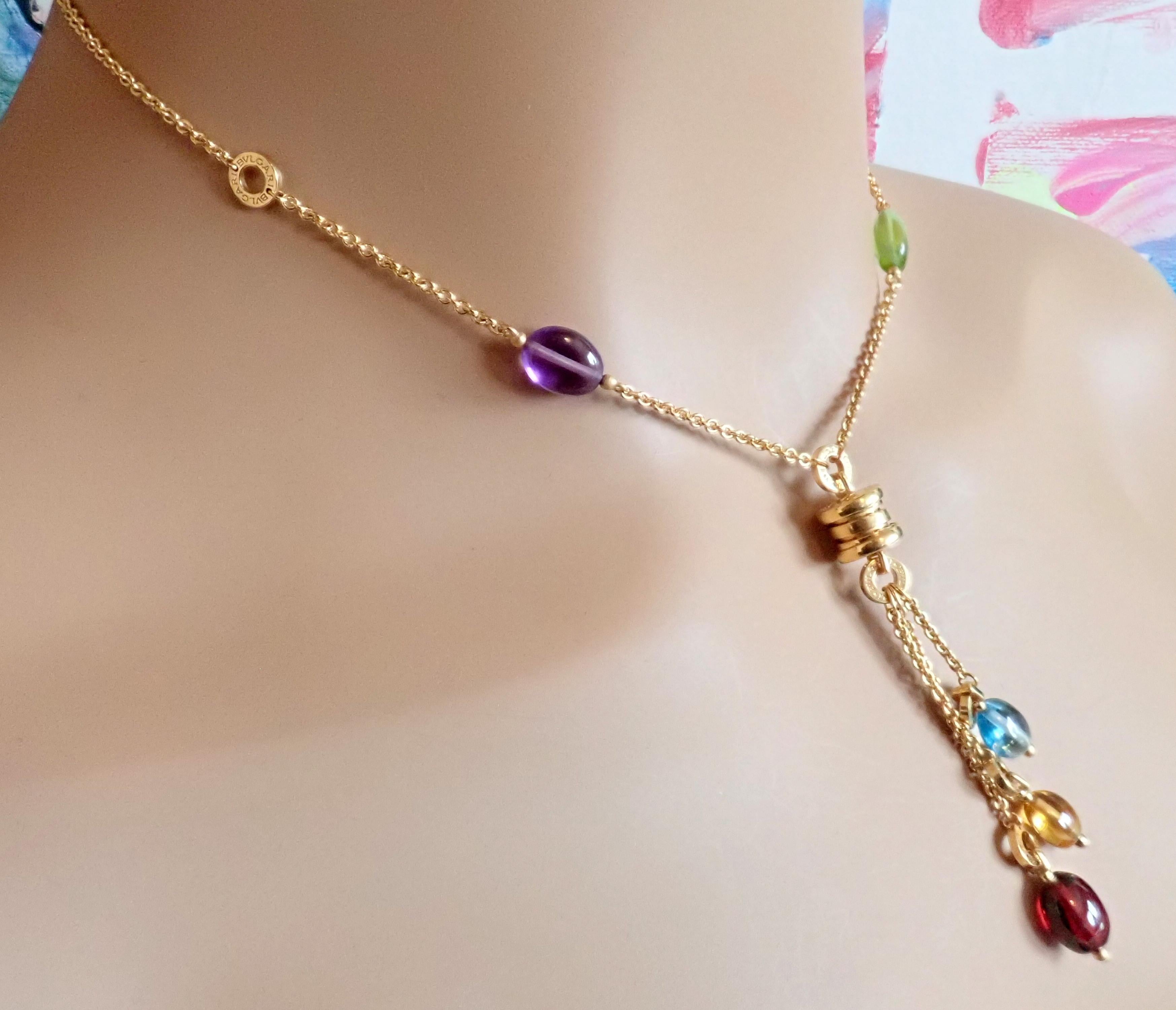 Bulgari B.Zero1 Peridot Amethyst Yellow Gold Pendant Necklace 3