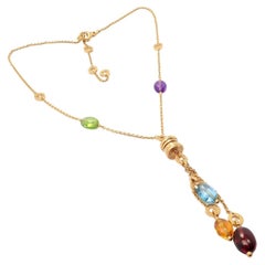 Bulgari B.Zero1 Peridot Amethyst Yellow Gold Pendant Necklace