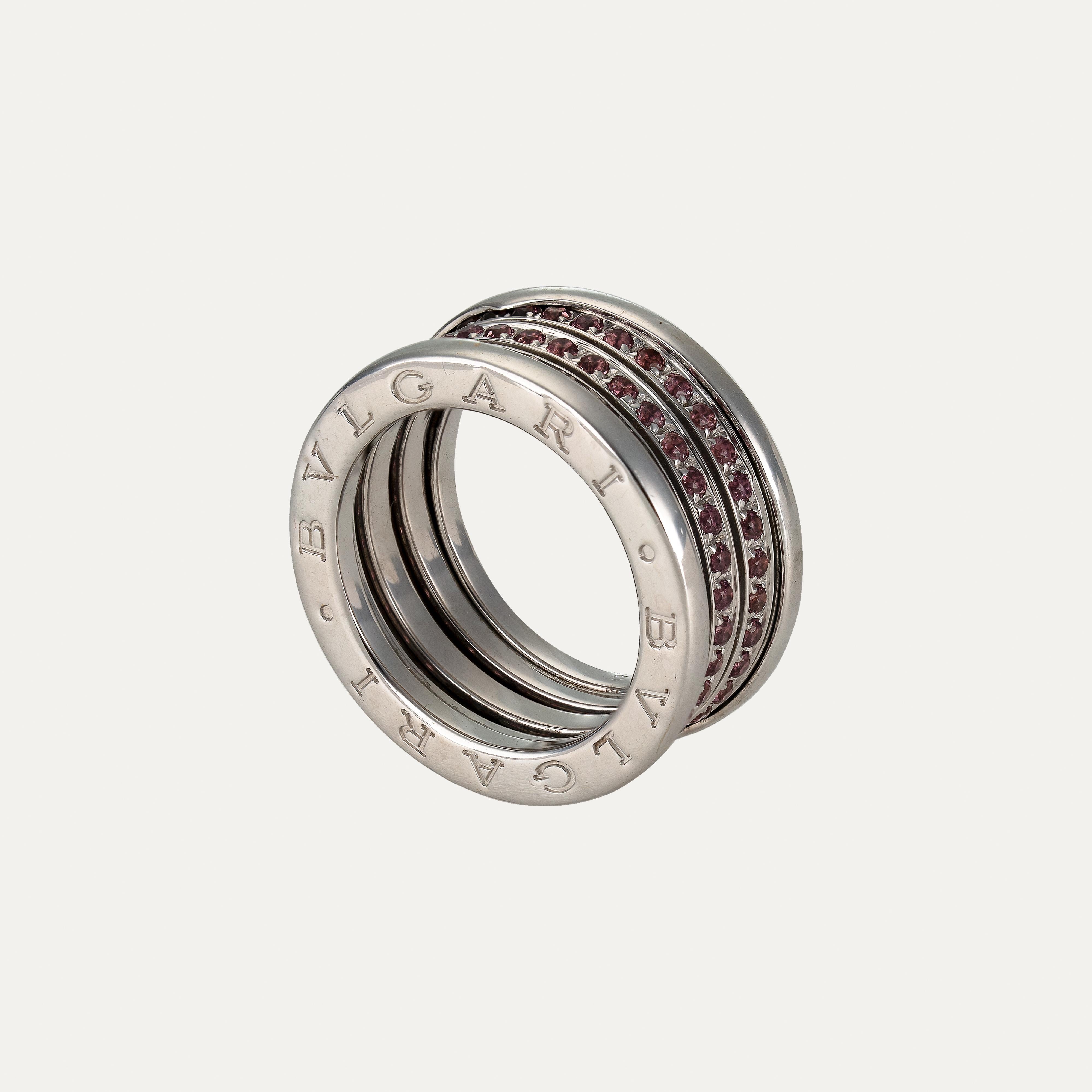 Contemporary Bulgari B.Zero1 Rhodolite White Gold Ring For Sale