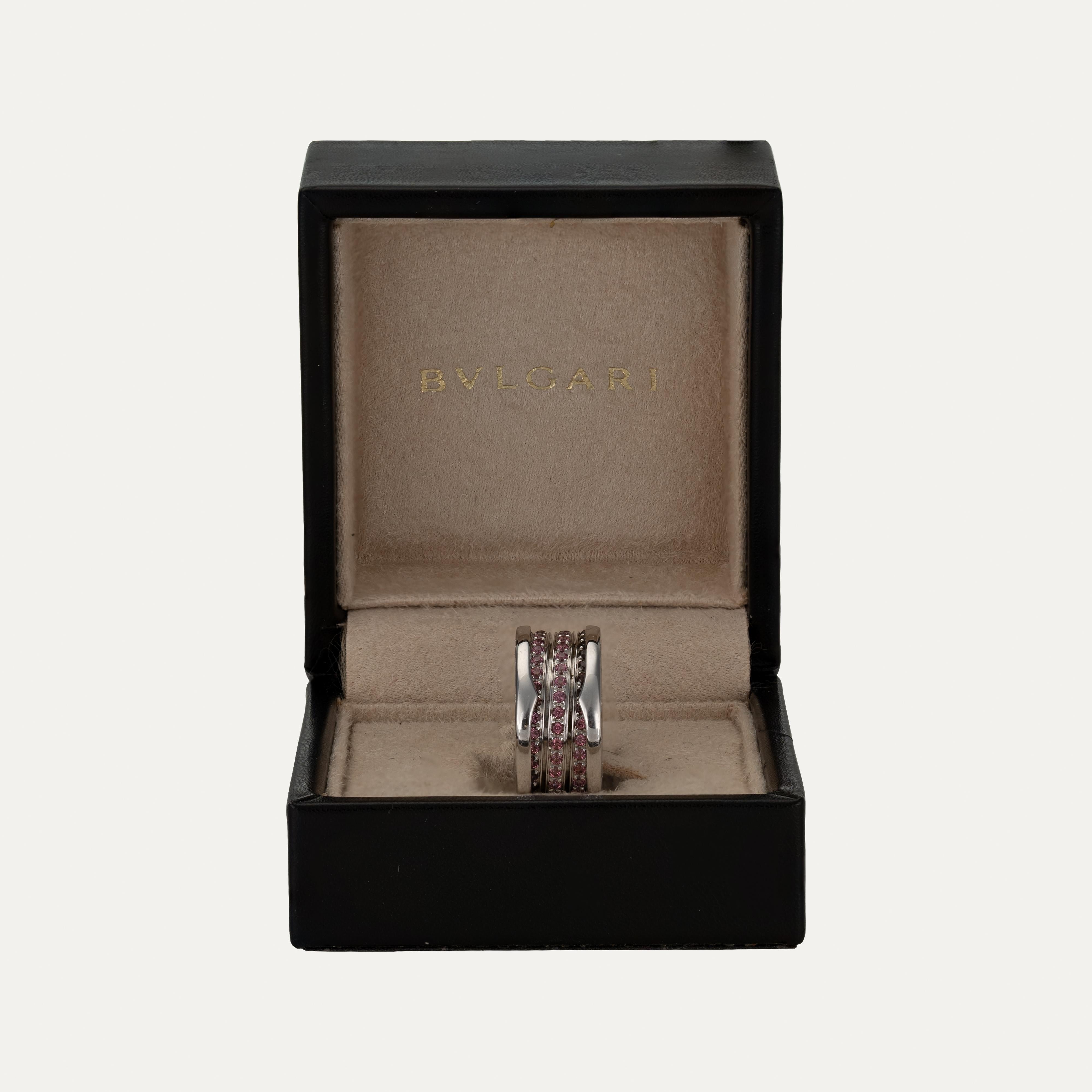 Round Cut Bulgari B.Zero1 Rhodolite White Gold Ring For Sale