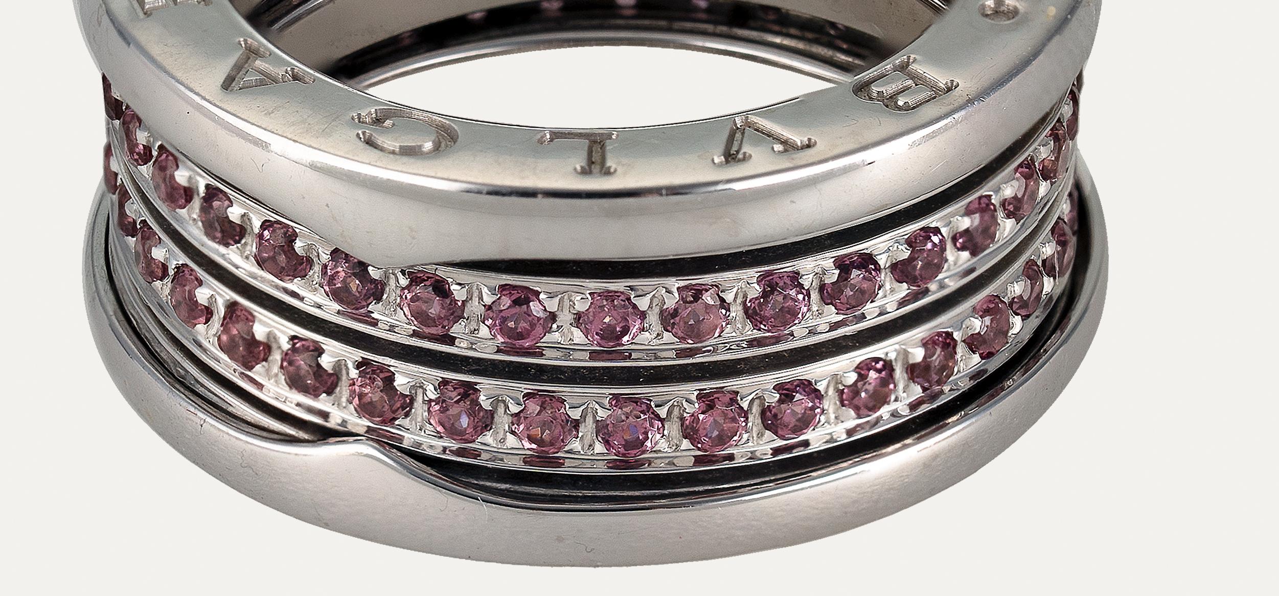 Bulgari B.Zero1 Rhodolite White Gold Ring In Good Condition For Sale In Lisboa, PT