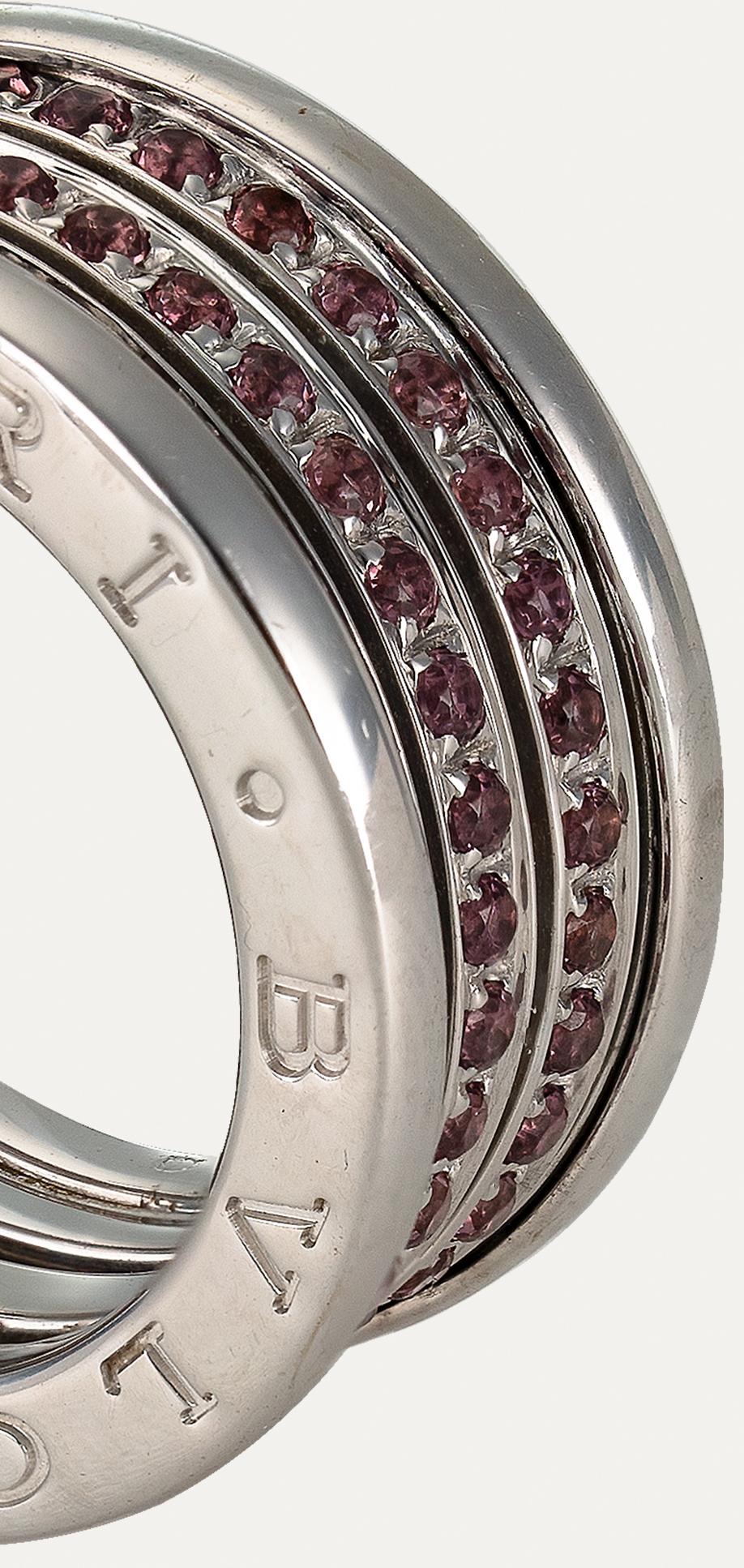 Women's or Men's Bulgari B.Zero1 Rhodolite White Gold Ring For Sale
