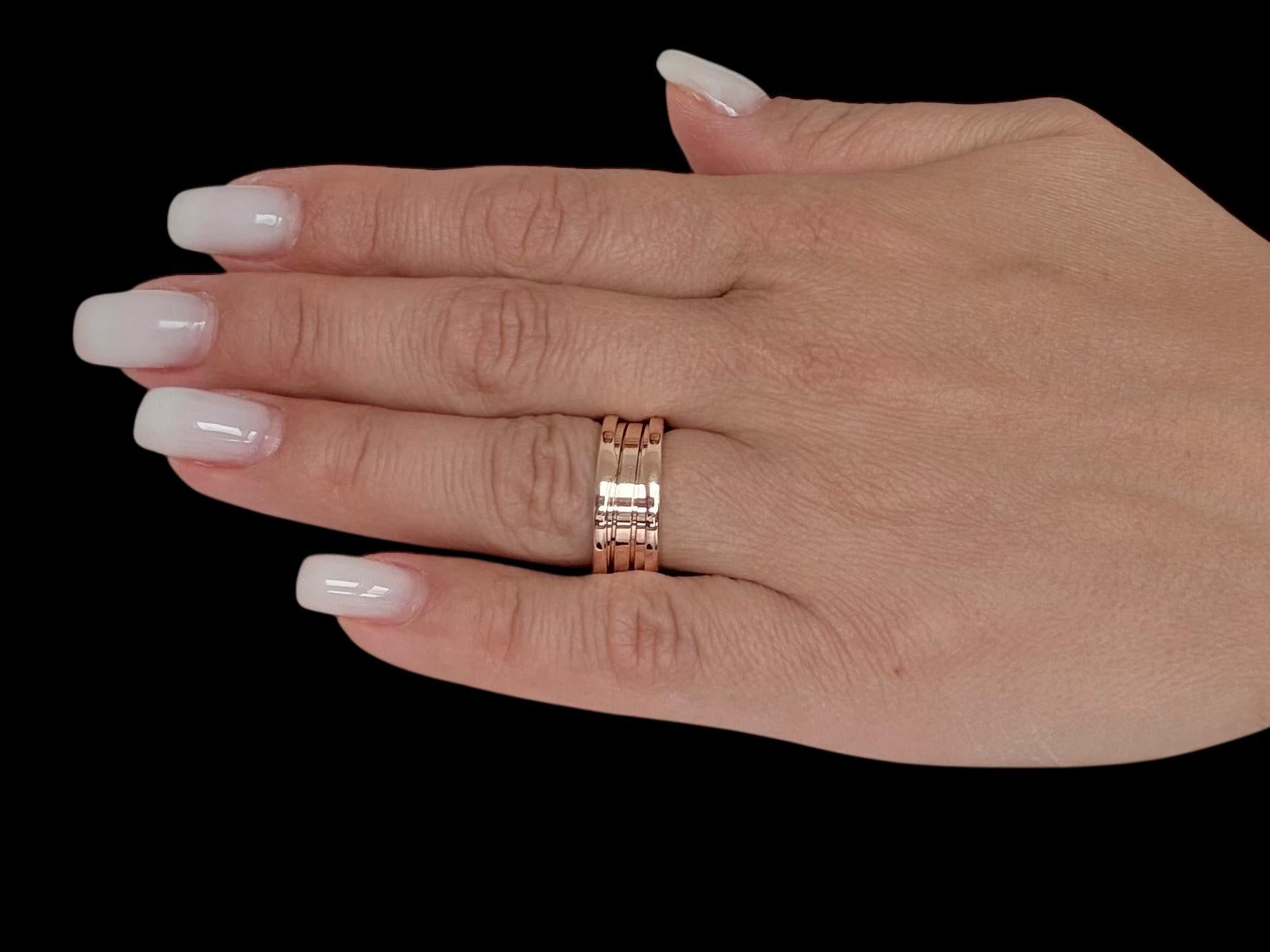 Anello Bulgari B.Zero1 Oro rosa 18 carati 2 Righe in vendita 1