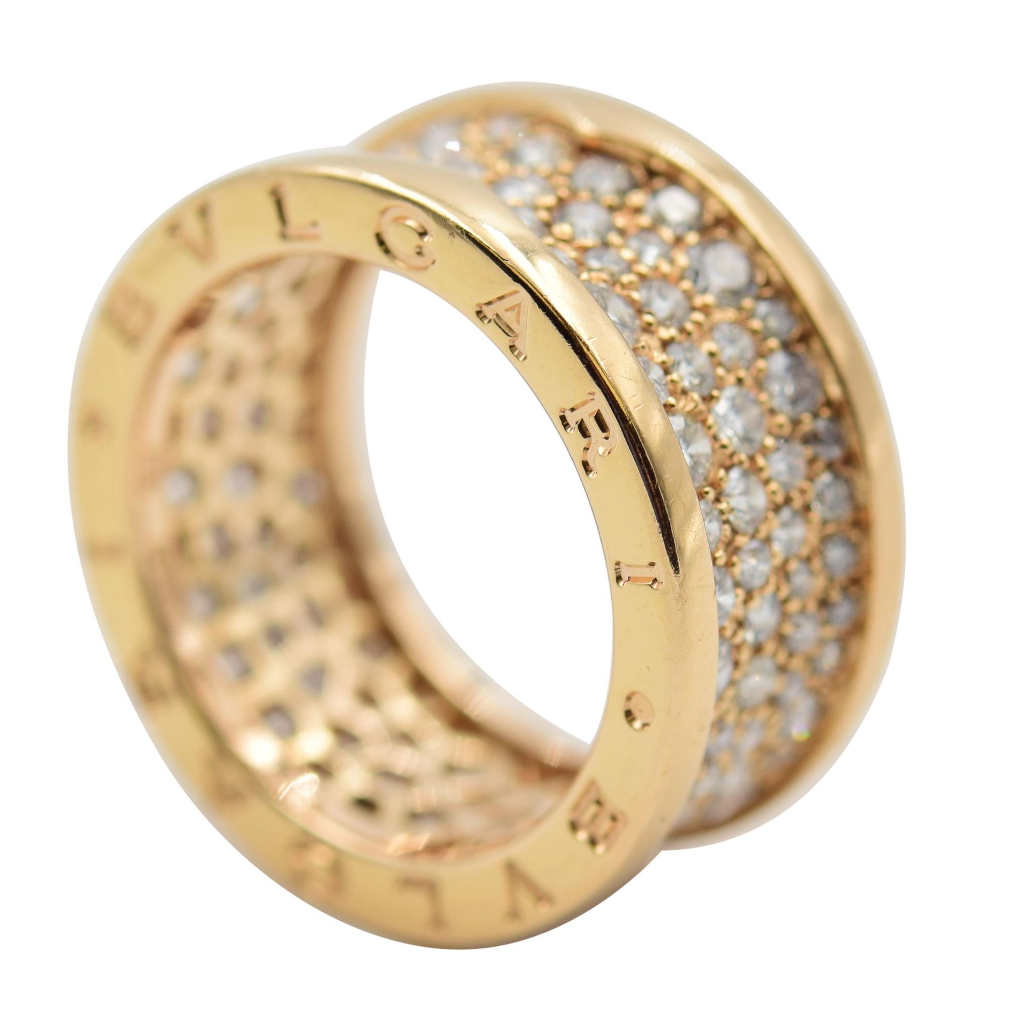 Bulgari B.zero1 Ring 345585 in 18 Karat Gold with Pave Diamond on 