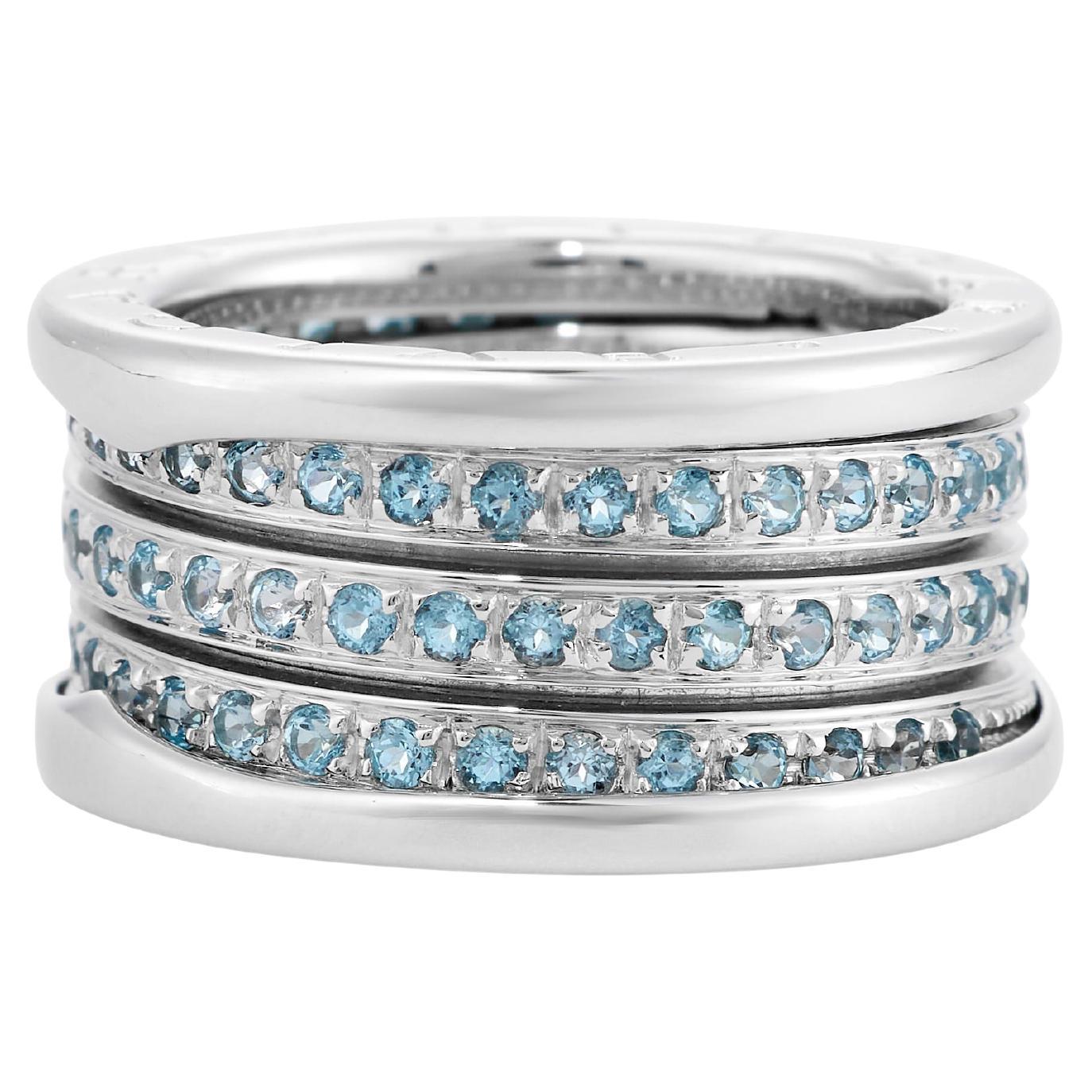 Anello BULGARI B.Zero1 in oro bianco e topazio blu in vendita