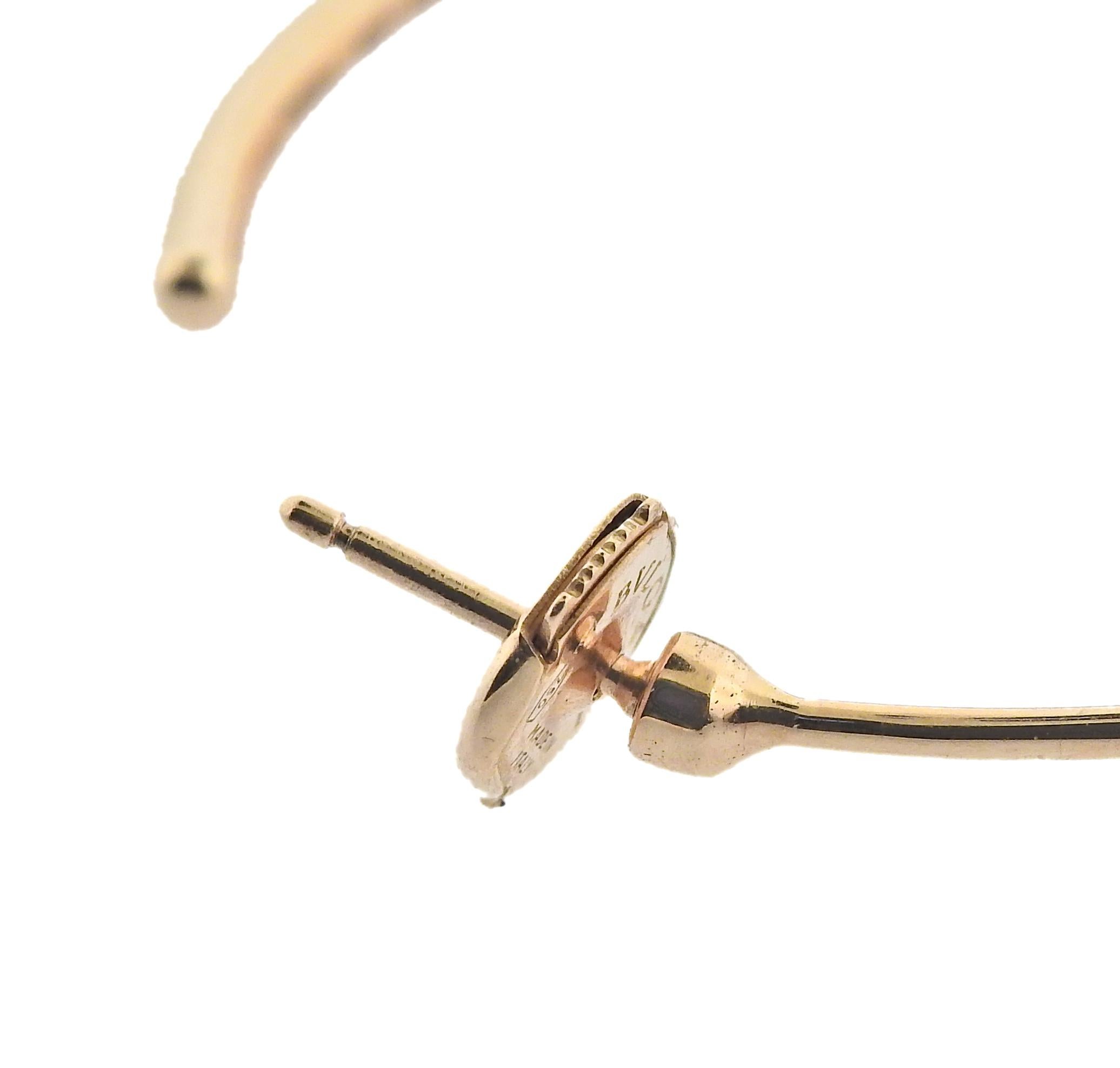 Bulgari B.Zero1 Rose Gold Black Ceramic Hoop Earrings  In New Condition For Sale In Lambertville, NJ