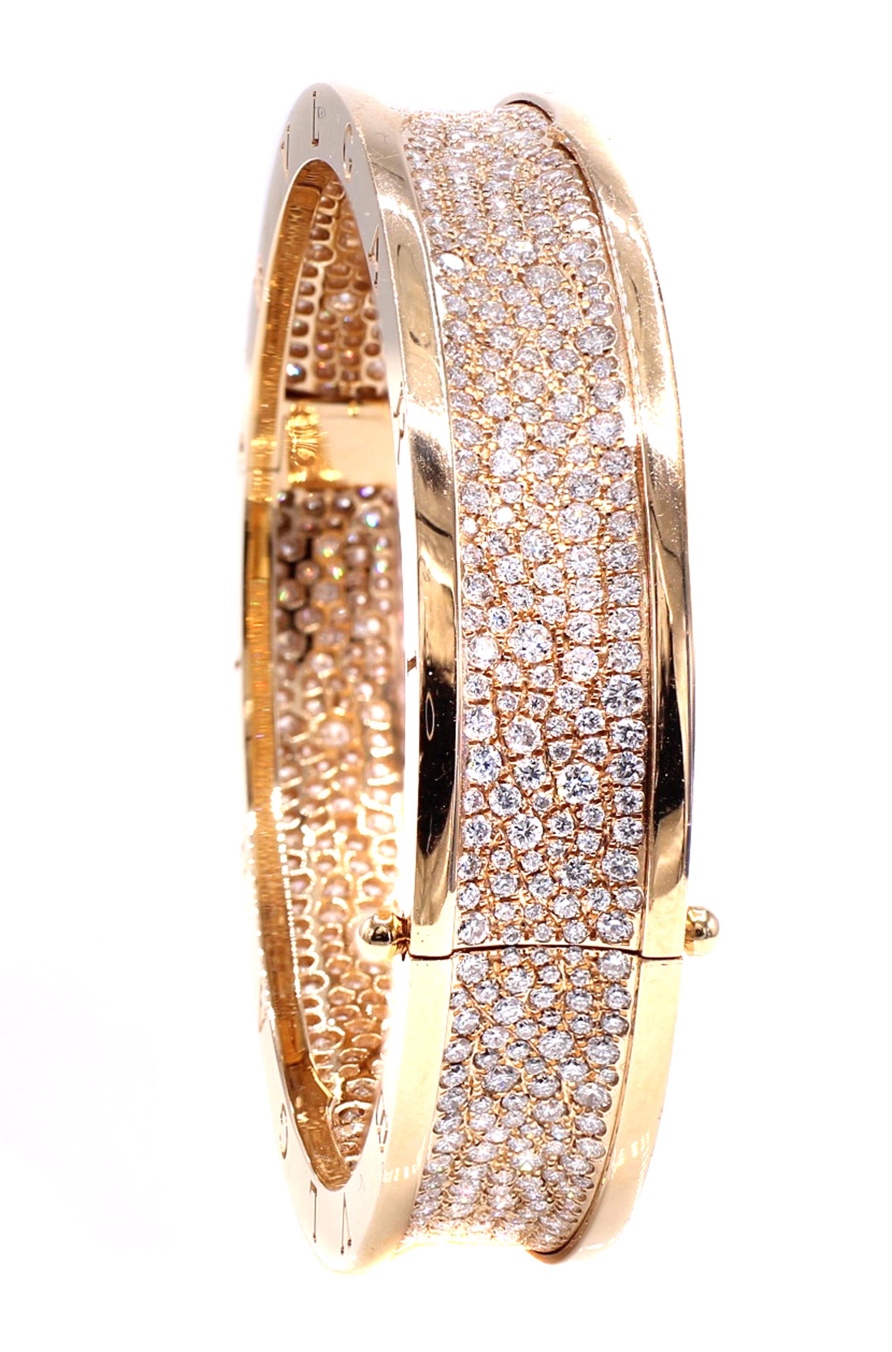 Rose Cut Bulgari BZERO1 Rose Gold Diamond Bangle Bracelet  For Sale