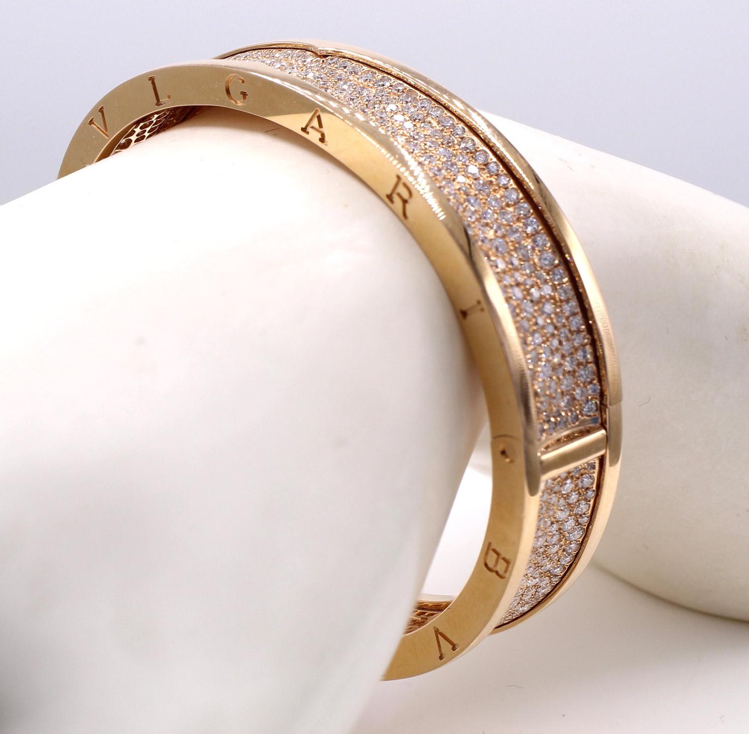 Bulgari BZERO1 Bracelet jonc en or rose et diamants  en vente 1
