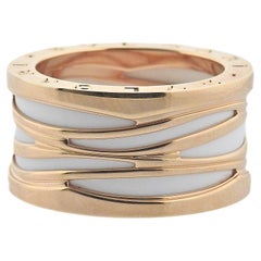 Bulgari B.Zero1 Rose Gold White Ceramic Band Ring