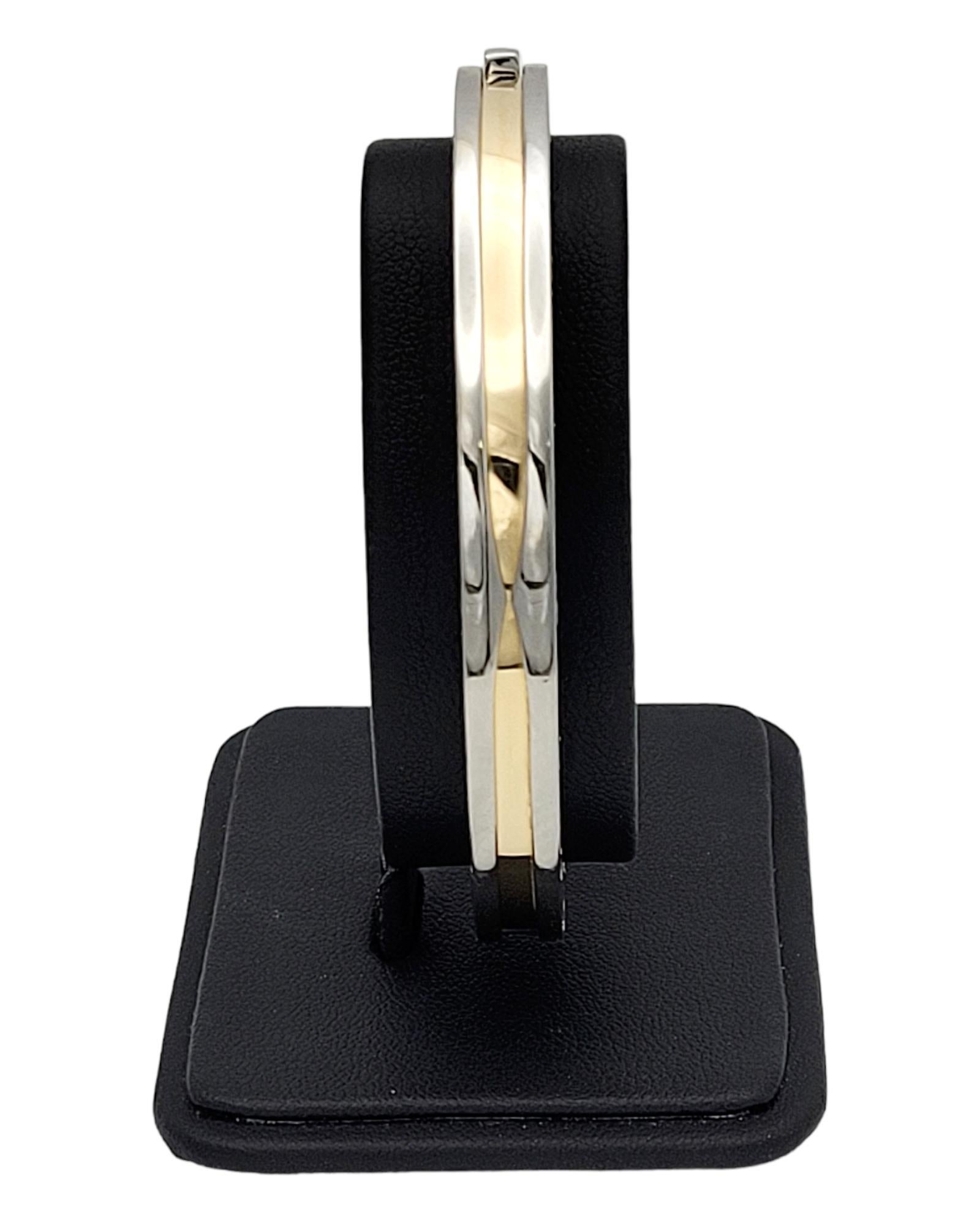 Bulgari B.ZERO1 Two-Tone 18 Karat Yellow Gold & Stainless Steel Bangle Bracelet For Sale 2
