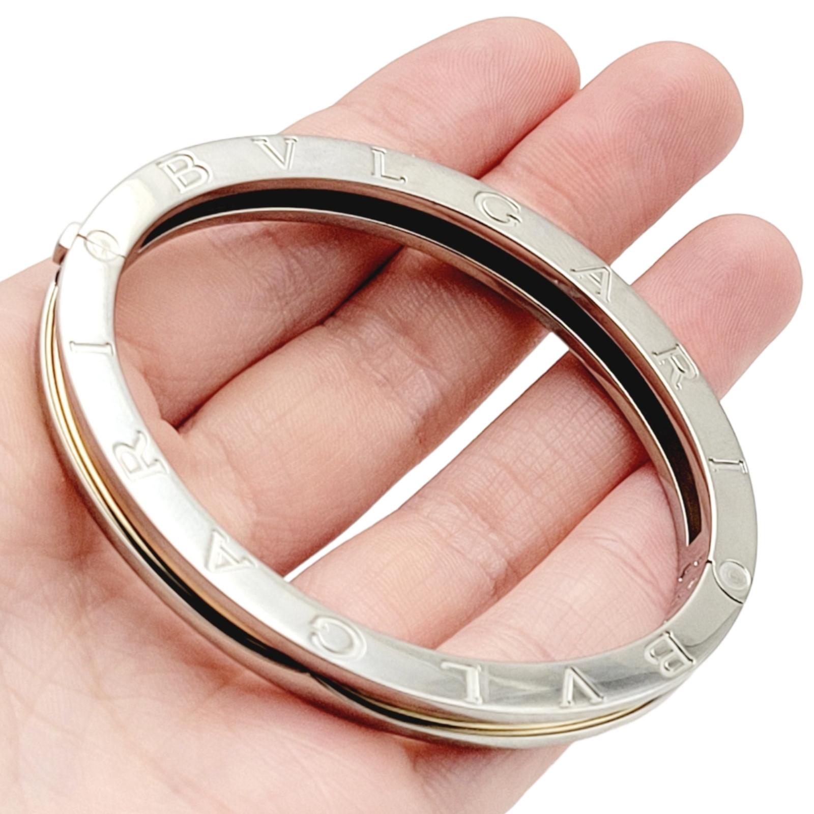 Bulgari B.ZERO1 Armreif aus 18 Karat Gelbgold und Edelstahl in zweifarbigem Design 3