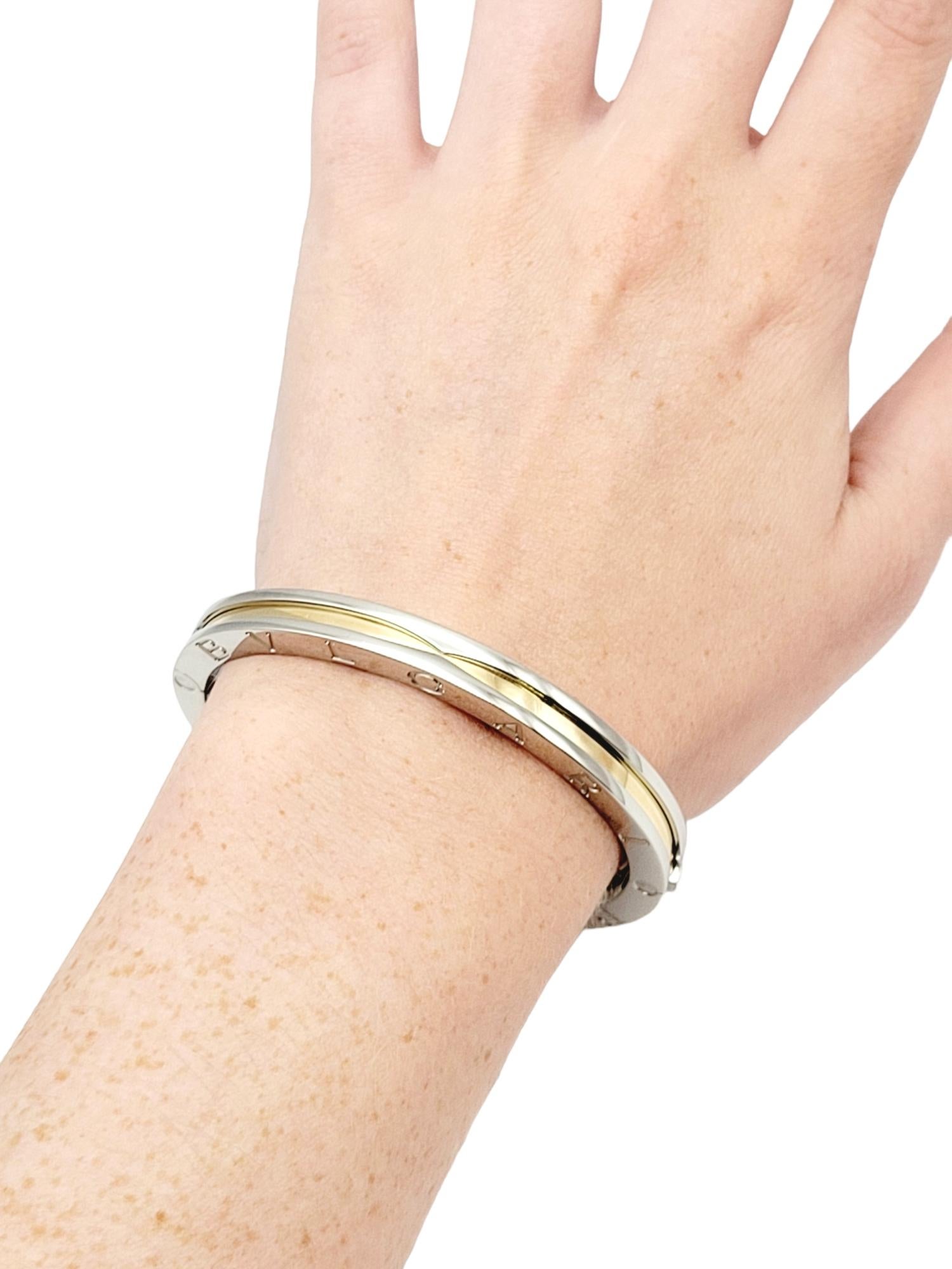 Bulgari B.ZERO1 Armreif aus 18 Karat Gelbgold und Edelstahl in zweifarbigem Design 5