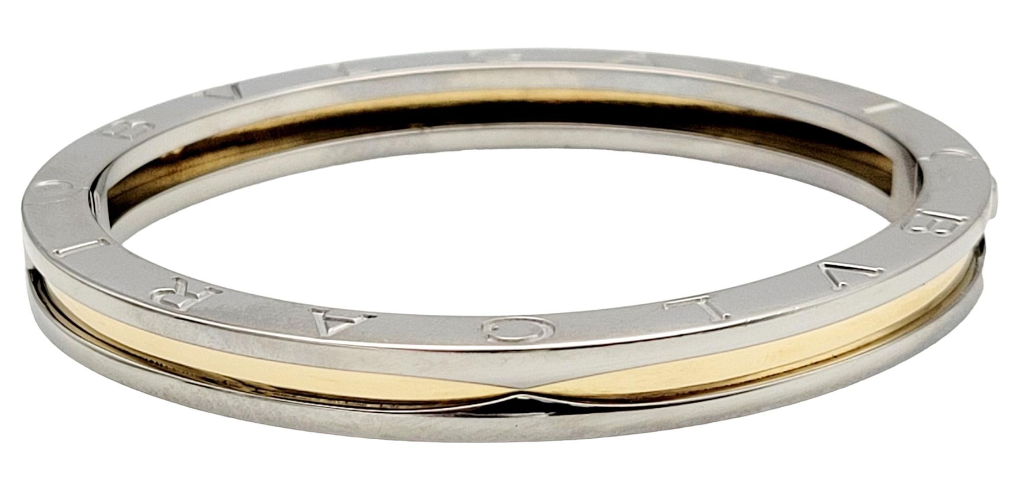 Bulgari B.ZERO1 Armreif aus 18 Karat Gelbgold und Edelstahl in zweifarbigem Design im Zustand „Gut“ in Scottsdale, AZ