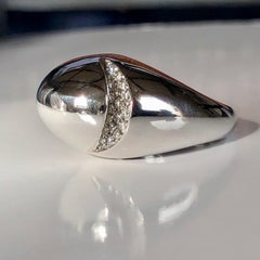 Bulgari Cabochon Dome Ring White Round Diamonds 18 Karat Gold, Bvlgari