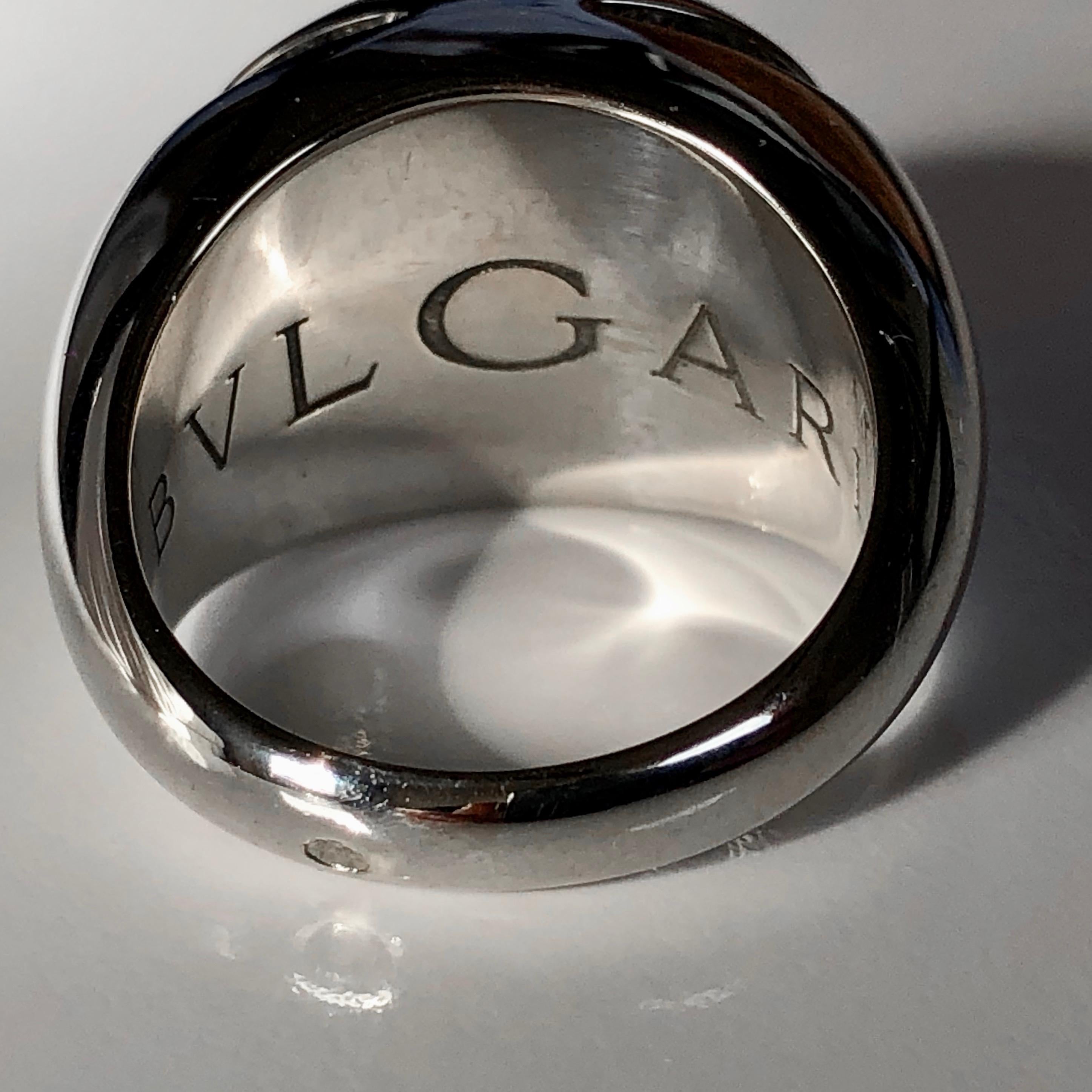 Round Cut Bulgari Cabochon Dome Ring White Round Diamonds 18 Karat Gold, Bvlgari For Sale