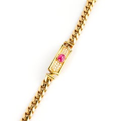 Bulgari Cabochon Ruby and Diamond Link Bracelet