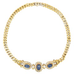 Bulgari Cabochon Sapphire and Diamond Necklace 