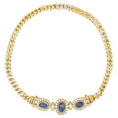 Bulgari Cabochon Sapphire and Diamond Necklace