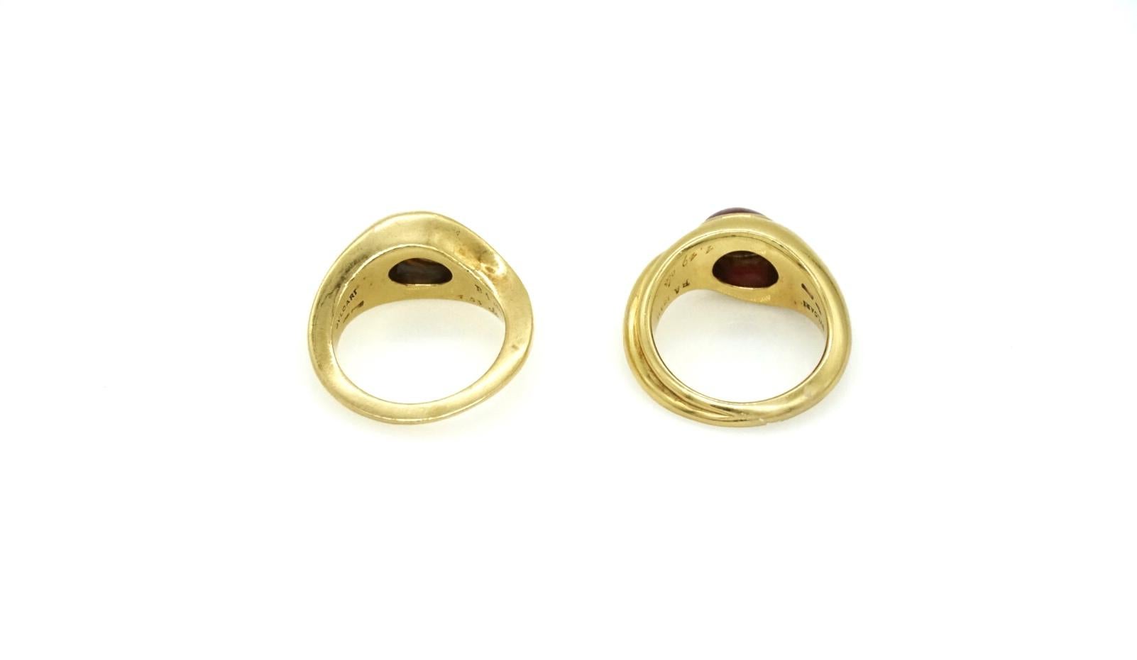 Bulgari Cabochon Sapphire & Ruby Ring Set For Sale 3