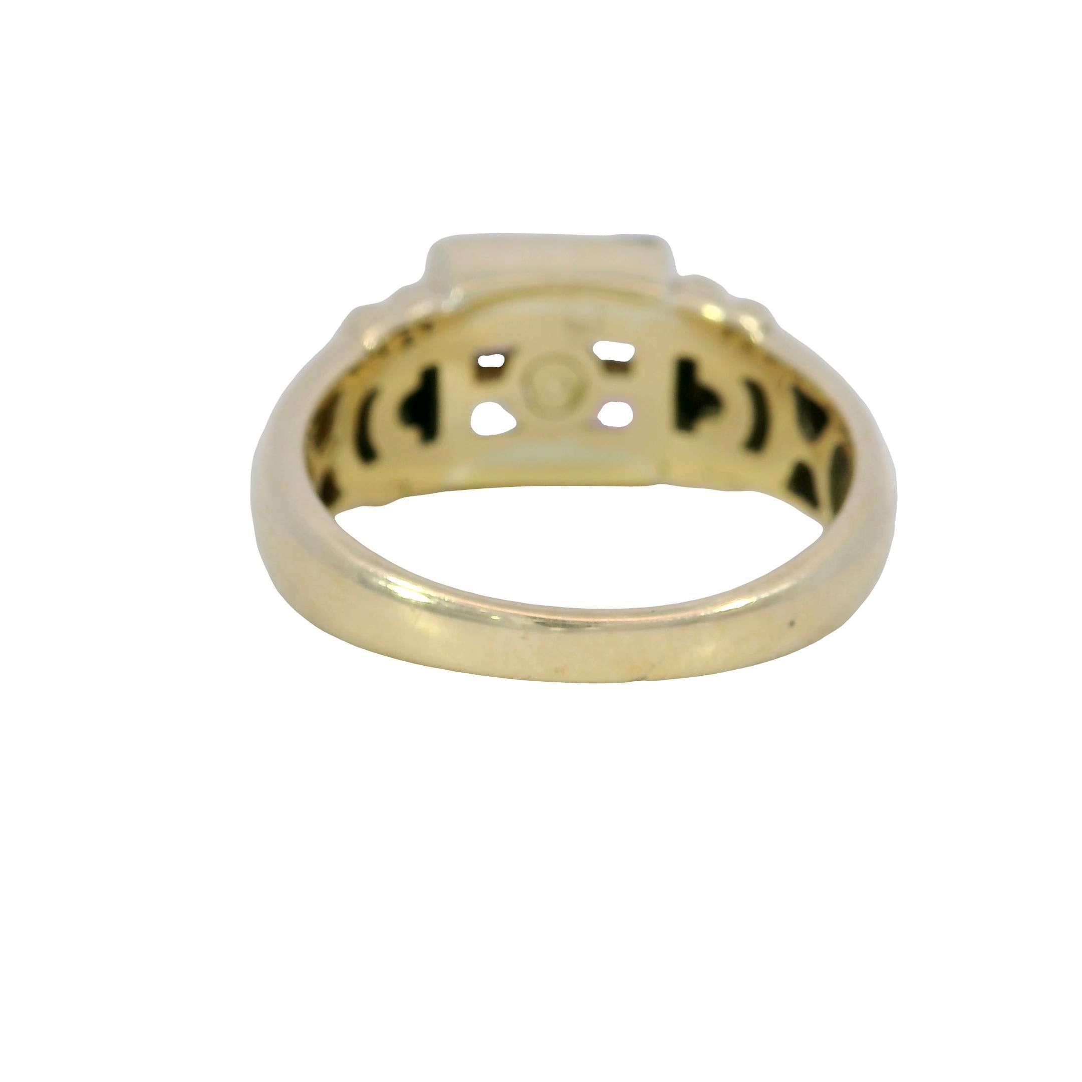 Women's Bulgari Carre 18K Ring Aquamarine Tourmaline Diamond Vintage 18K Yellow Gold For Sale