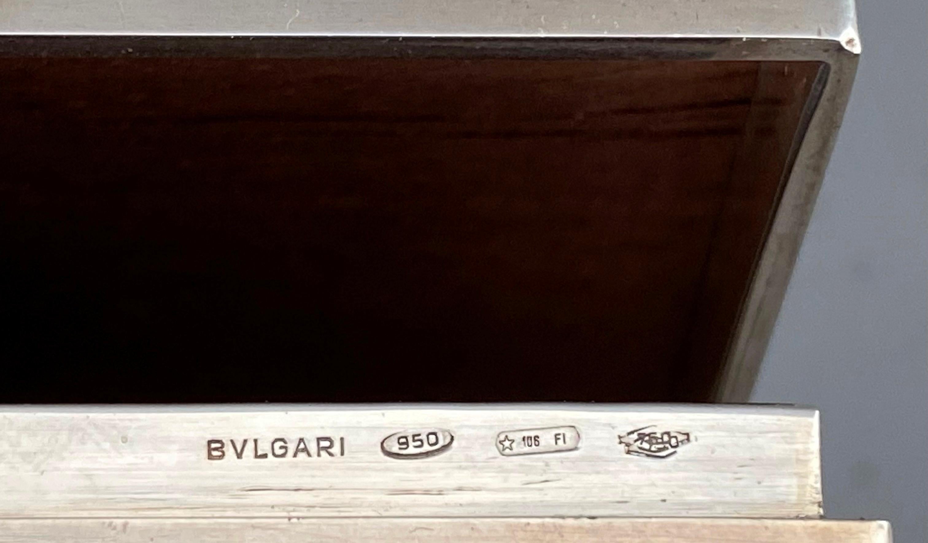 Coffret Bulgari en argent sterling et encadrements en or 18 carats avec pièce de monnaie romaine, Italie, années 1970 en vente 9