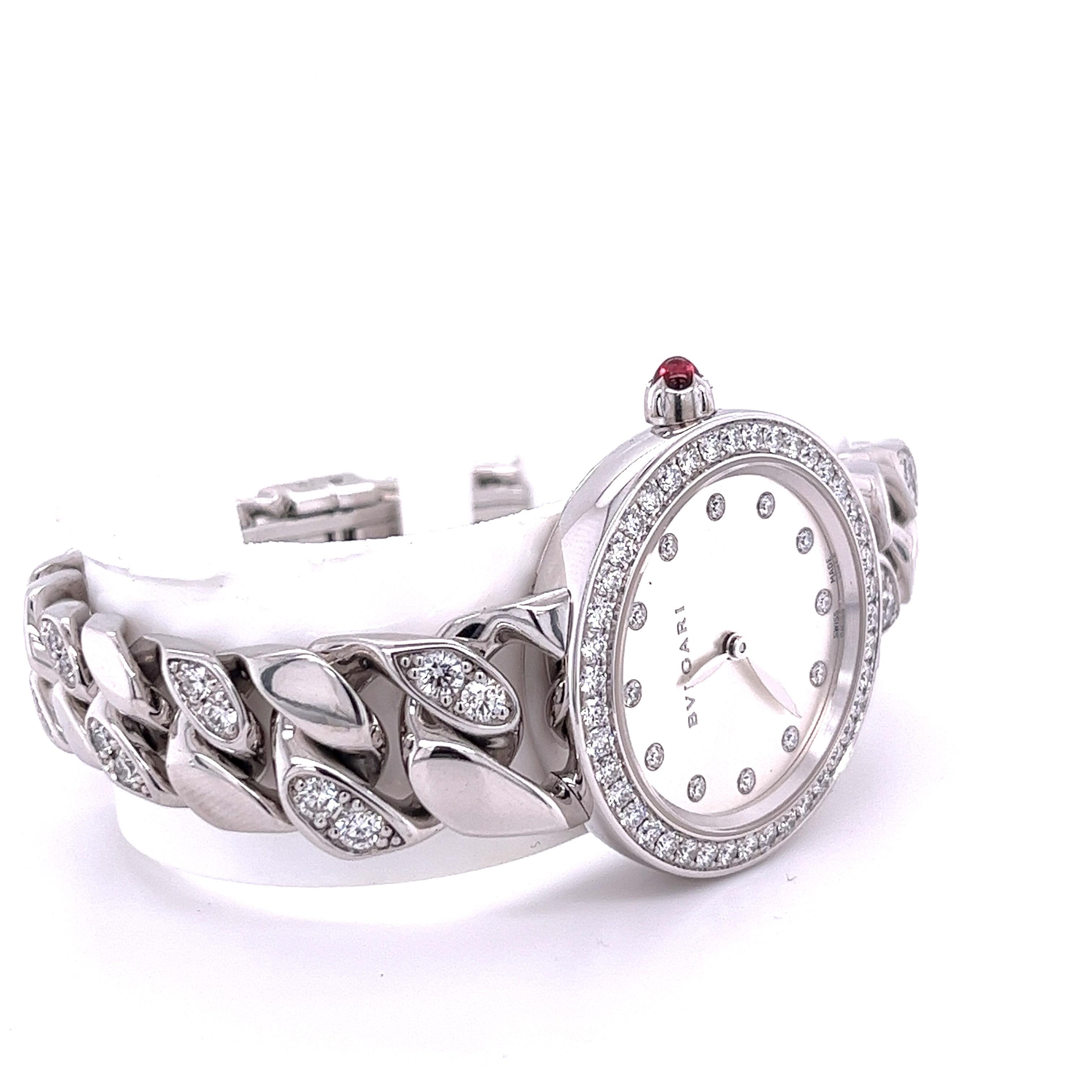 Bulgari Montre-bracelet Bvlgari « Catene » en or blanc 18 carats et bracelet en diamants Pour femmes en vente