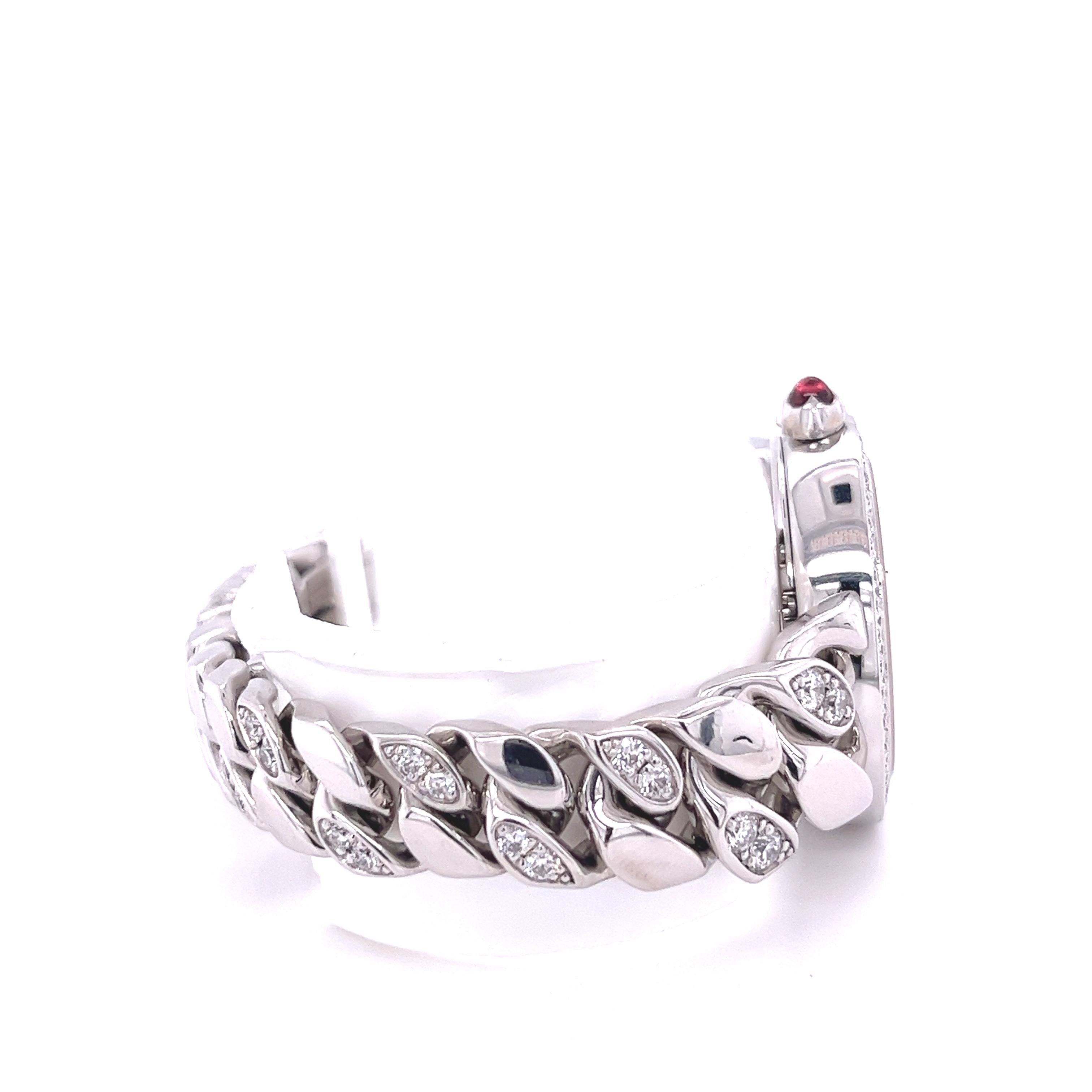 Bulgari Montre-bracelet Bvlgari « Catene » en or blanc 18 carats et bracelet en diamants en vente 4