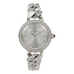 Pulsera «Catene» de Bulgari en oro blanco de 18 quilates y diamantes. Reloj de pulsera Bvlgari