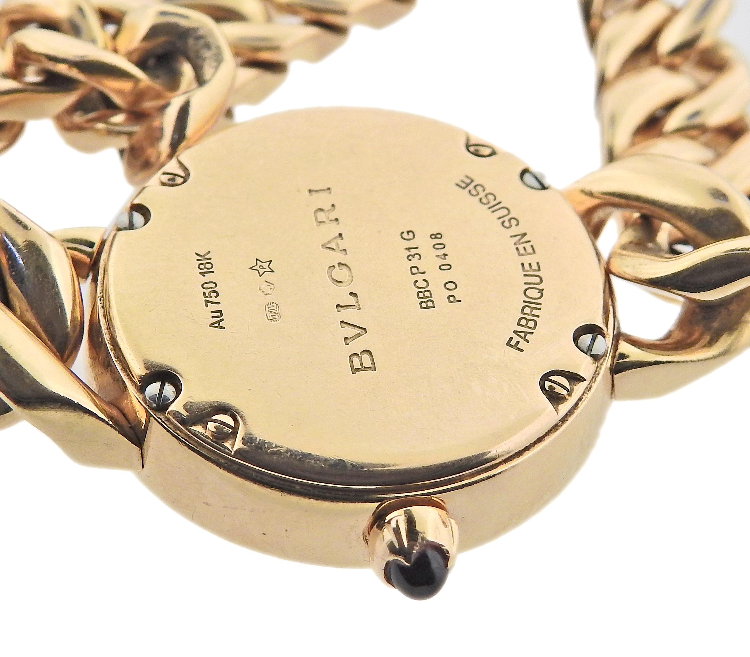 Bulgari Catene Gold-Perlmutt-Diamant-Quarz-Uhr BBCP31G (Rundschliff) im Angebot