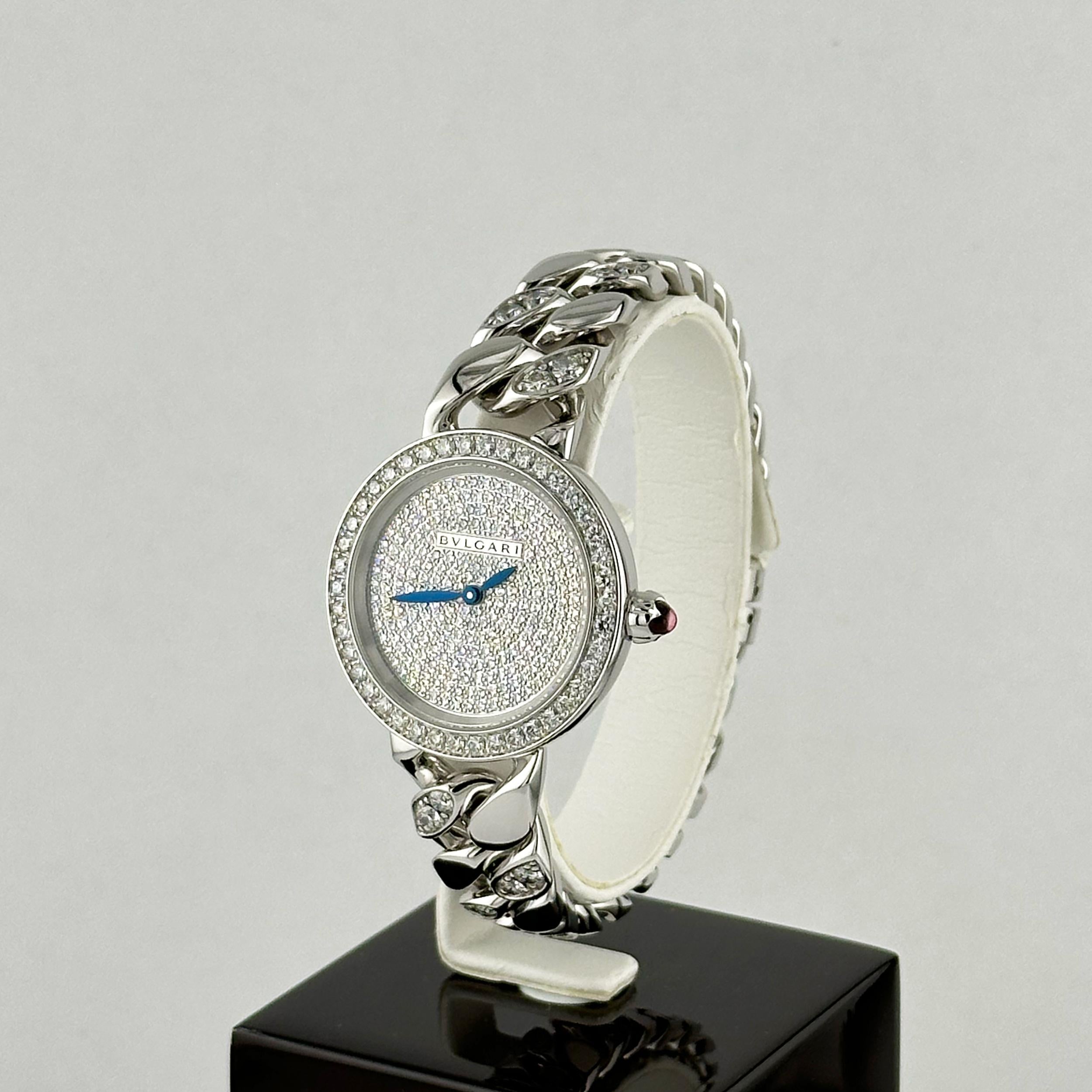 Brilliant Cut Bulgari Catene Watch 31MM White Gold with Diamonds For Sale
